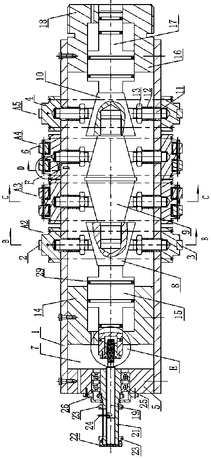 Deep hole skiving and rolling composite device achieving bi-directional machining