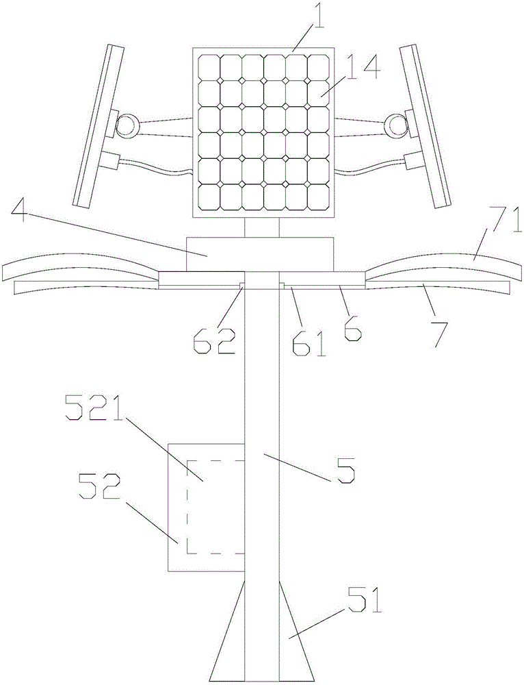 Solar streetlamp high in solar energy utilization efficiency