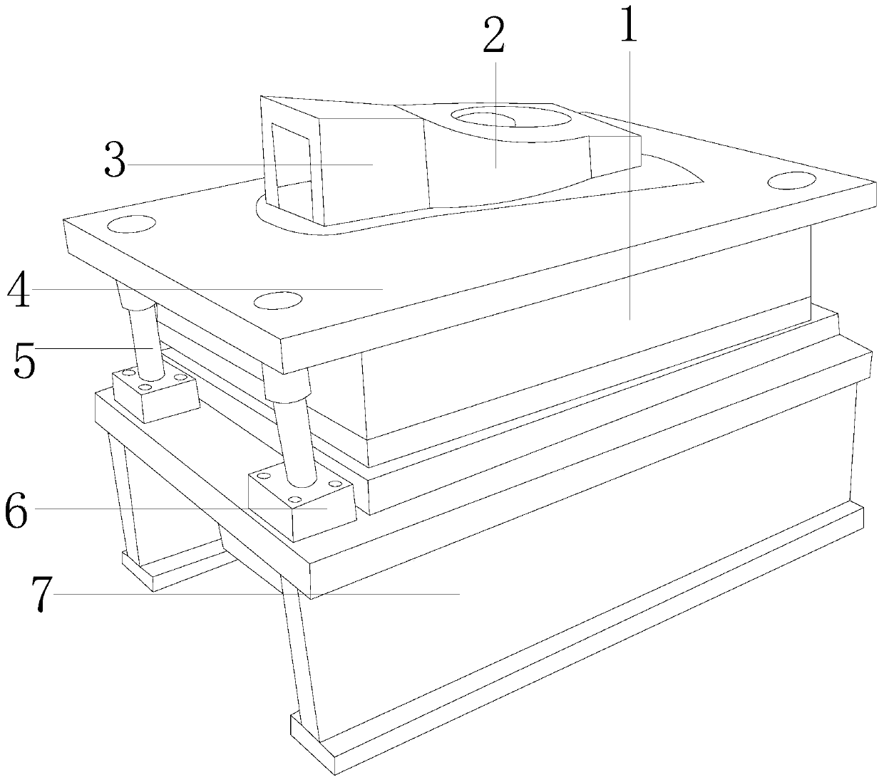 Punching die for splay mark dressing and ring-cutting tipping of commode plate of medical bed board