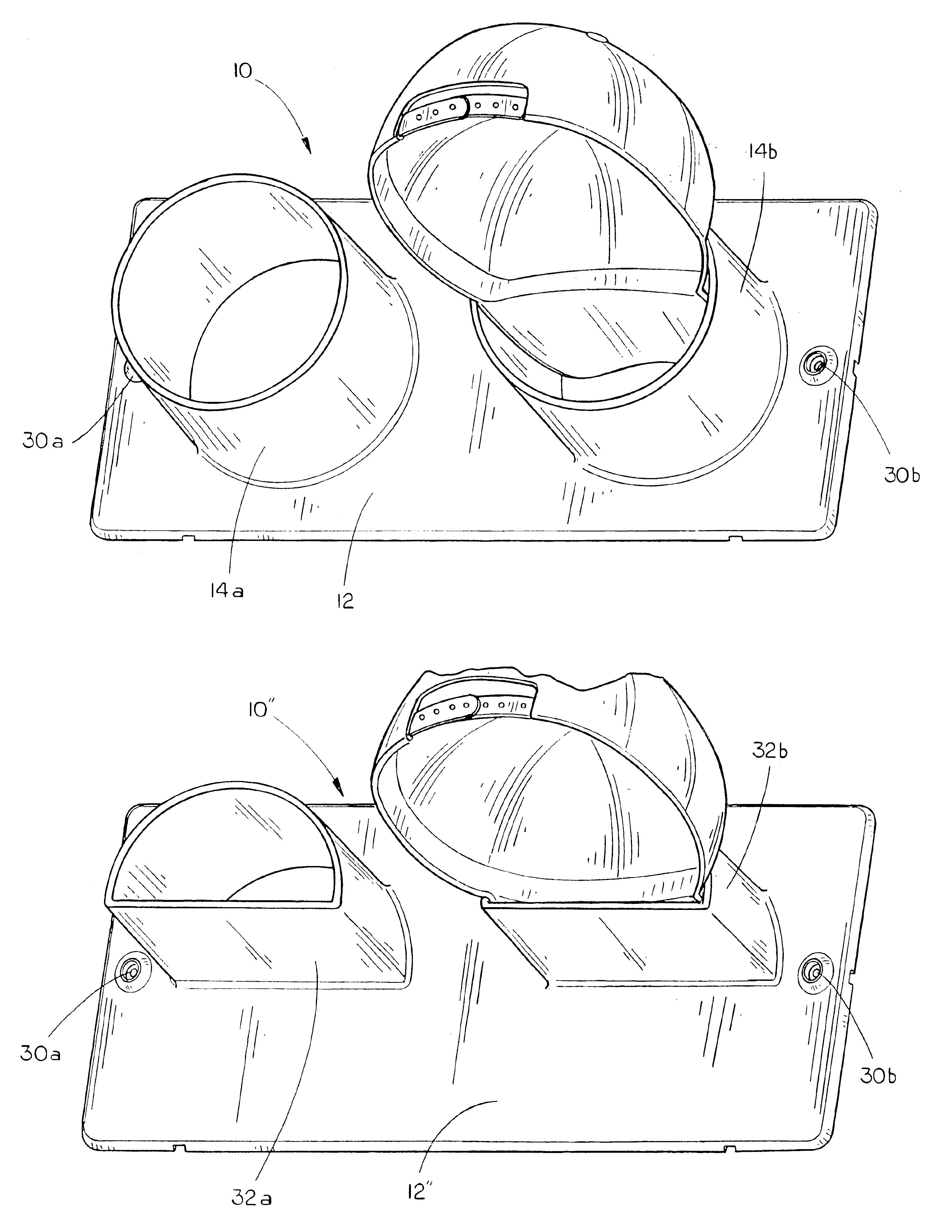 Storage and display device for baseball-type caps