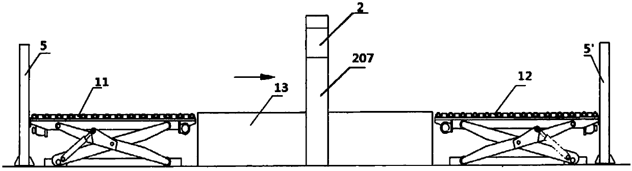 Combination conveying device for inspection channel of container inspection system, and container inspection system