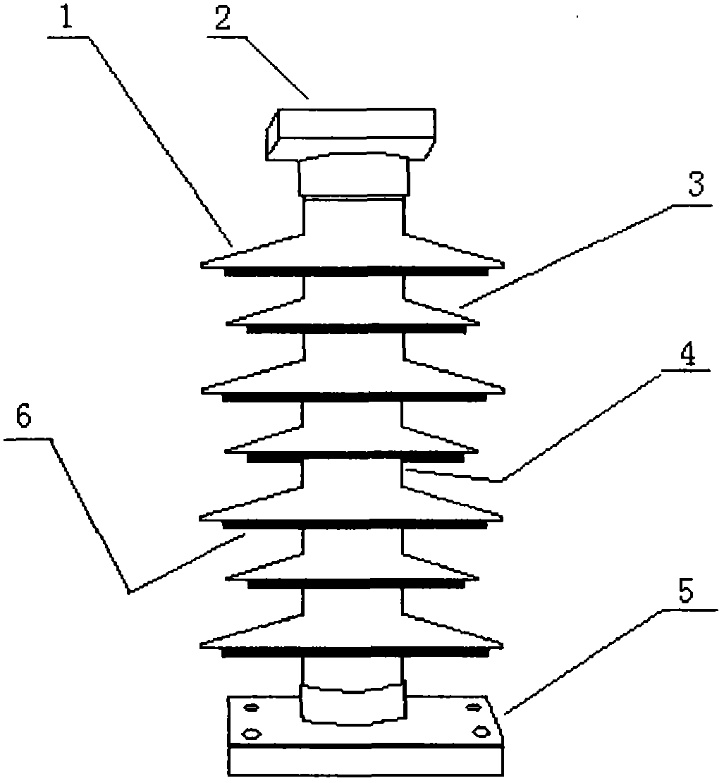 Boat-bottom-type top face rhombus supporting pillar insulator string