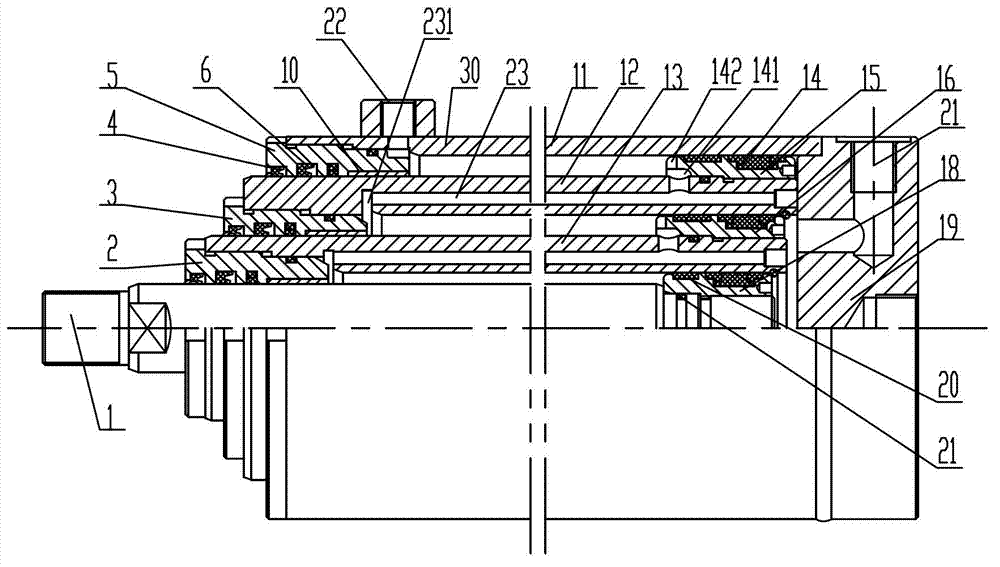 Double-action multistage hydraulic oil cylinder with solid piston rod