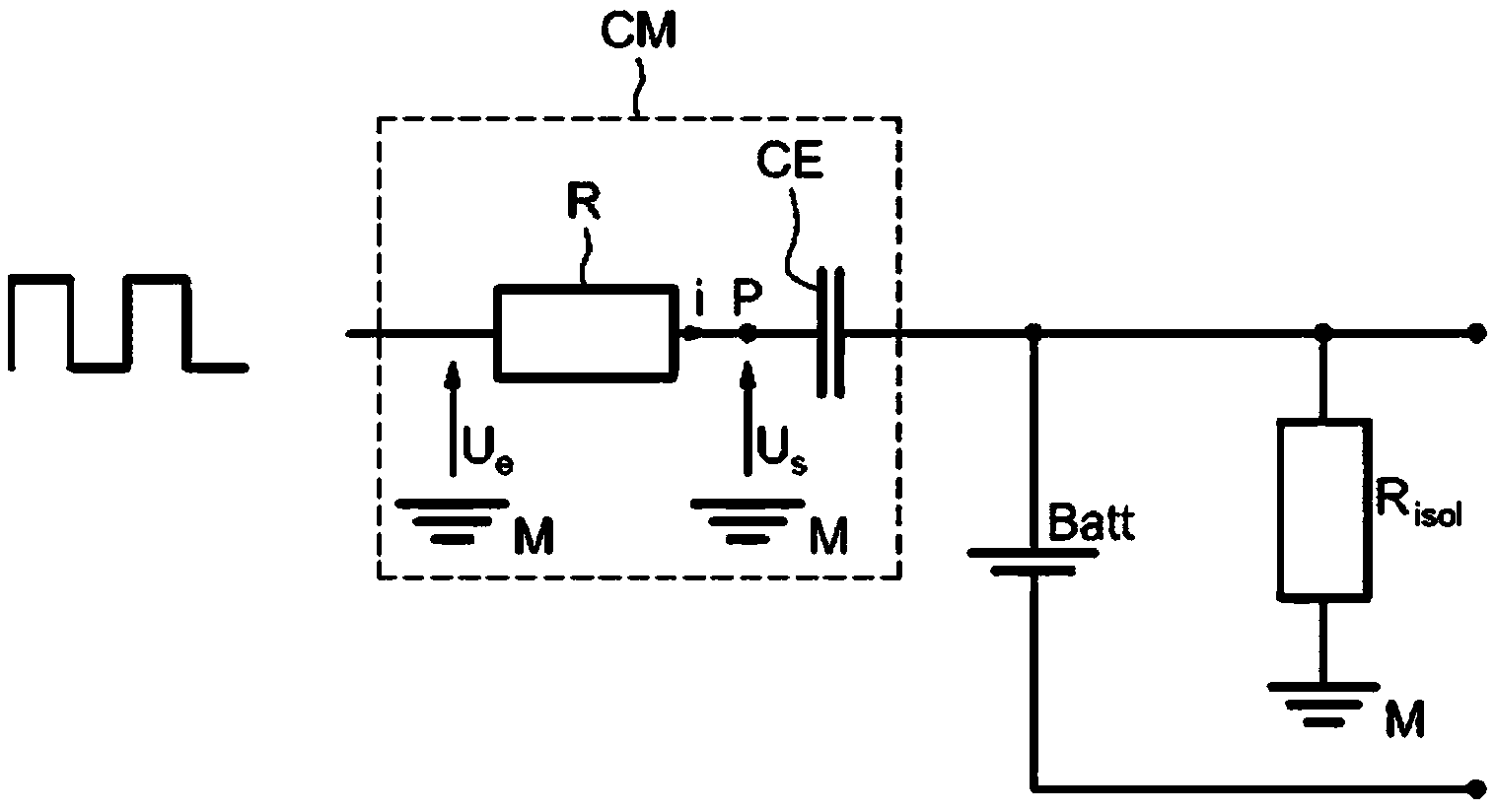 Method and system for estimating the insulation resistance between a battery and an electrical earth