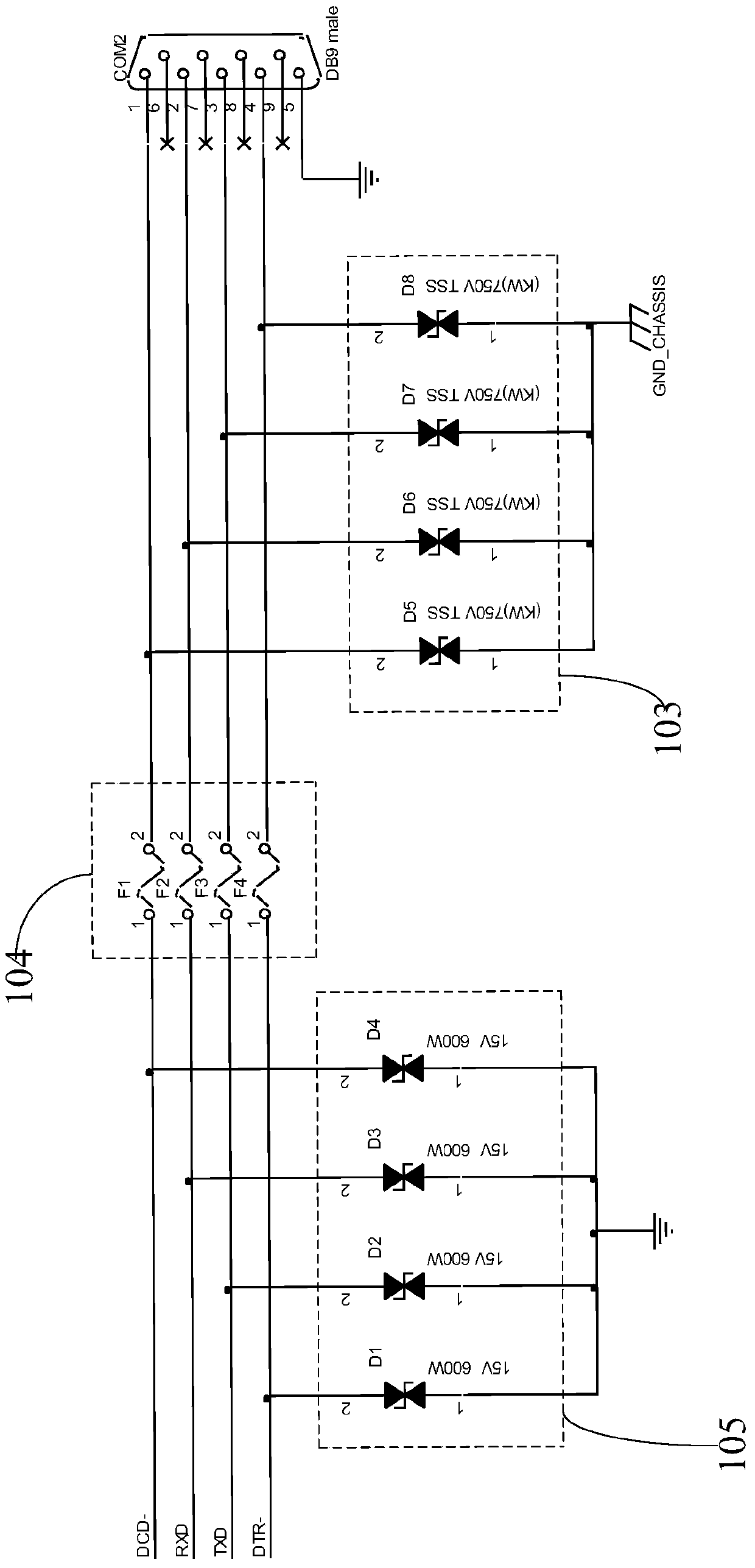 The emc protection system of the main engine of the train automatic control system