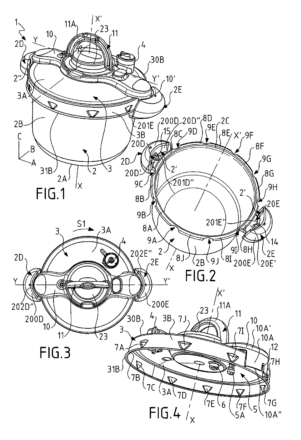 Bayonet-fitting pressure cooker provided with guide elements