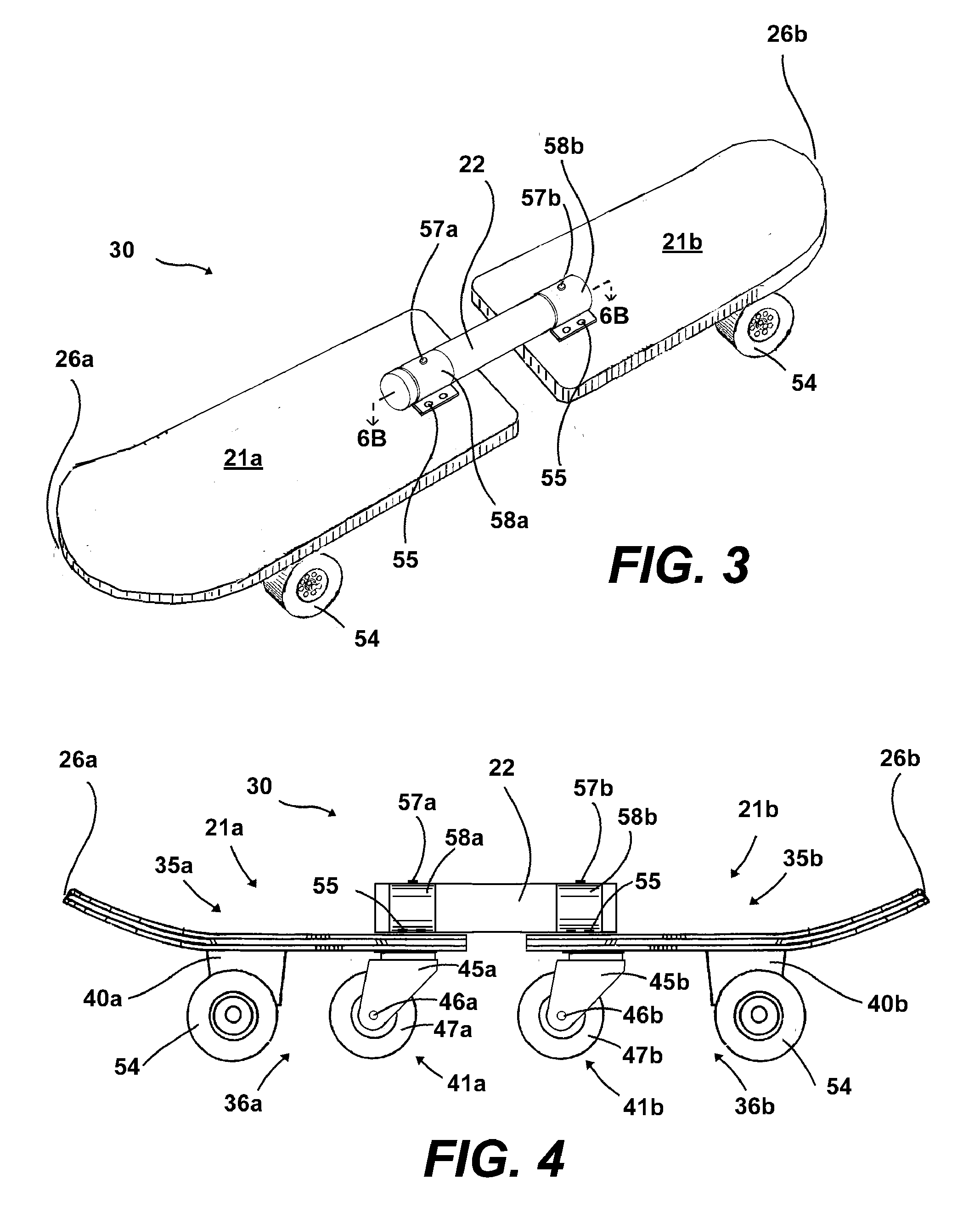 Articulated Two-piece Wheeled Sport Board with Rigid Flexible Connector