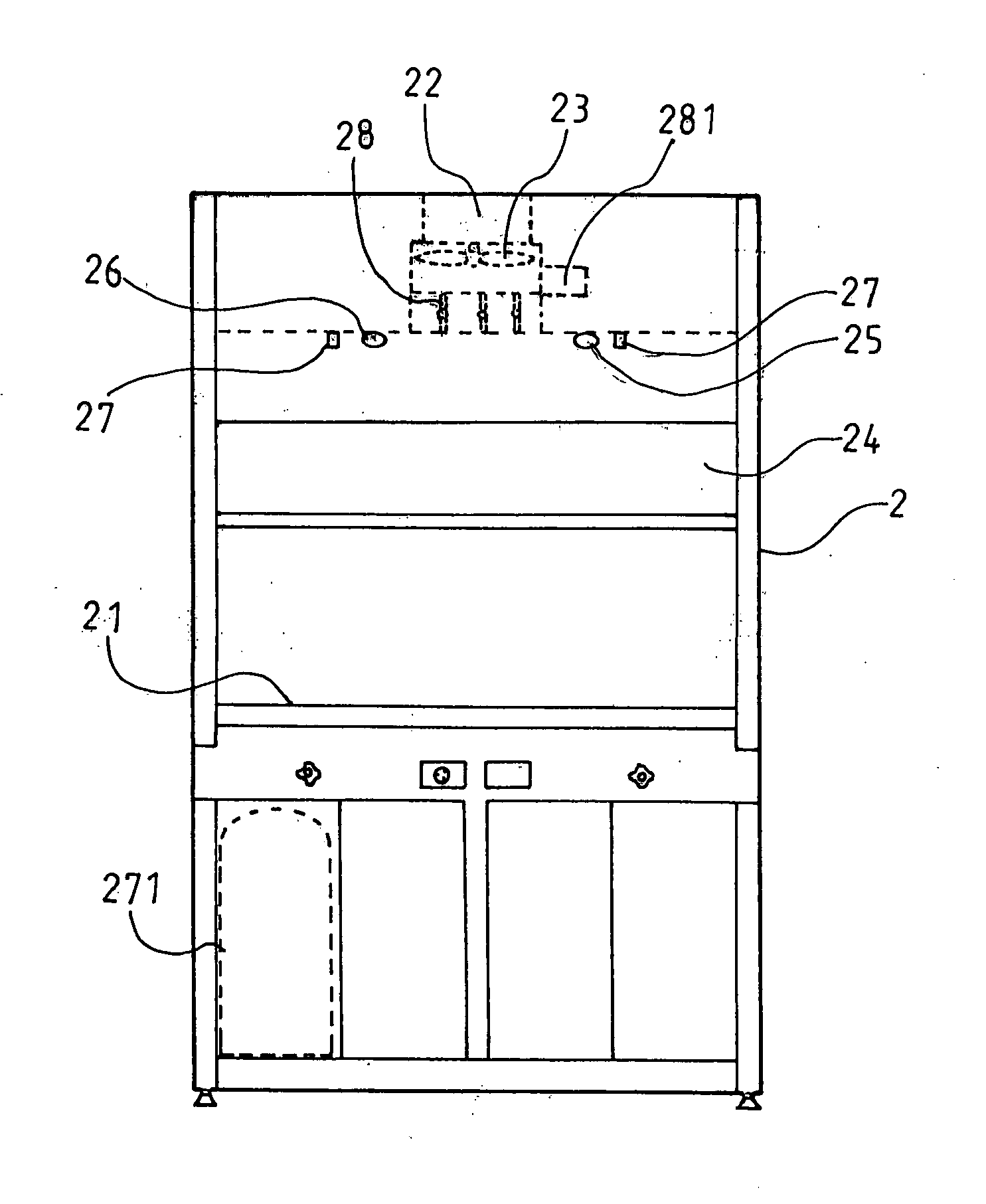 Automatic fire extinguishing equipment of a fume hood