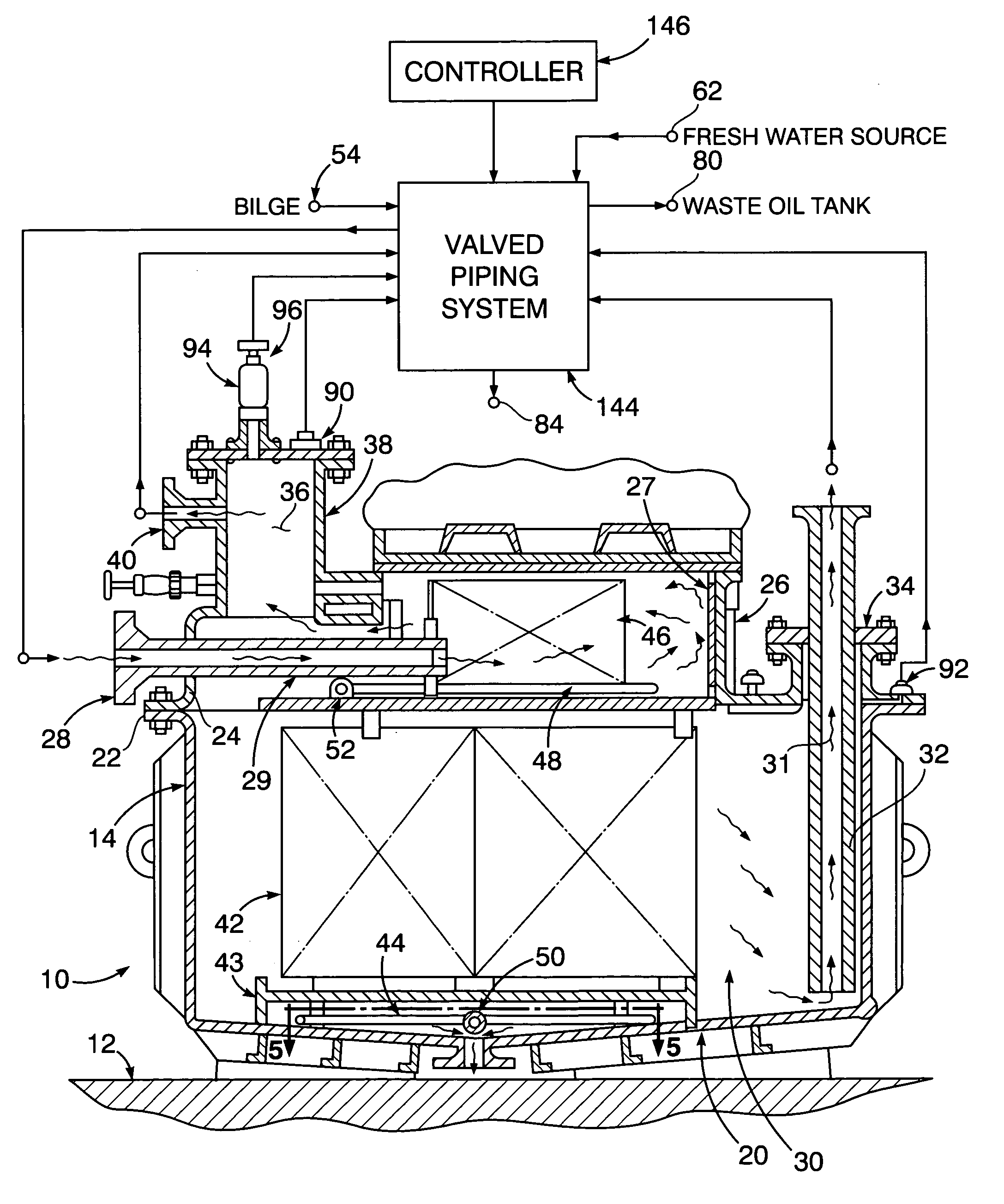 Oil/water separator with enhanced in-situ cleaning