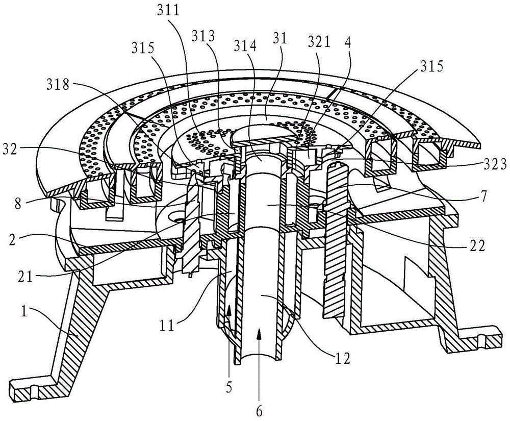 A gas cooker burner with stable inner ring flame