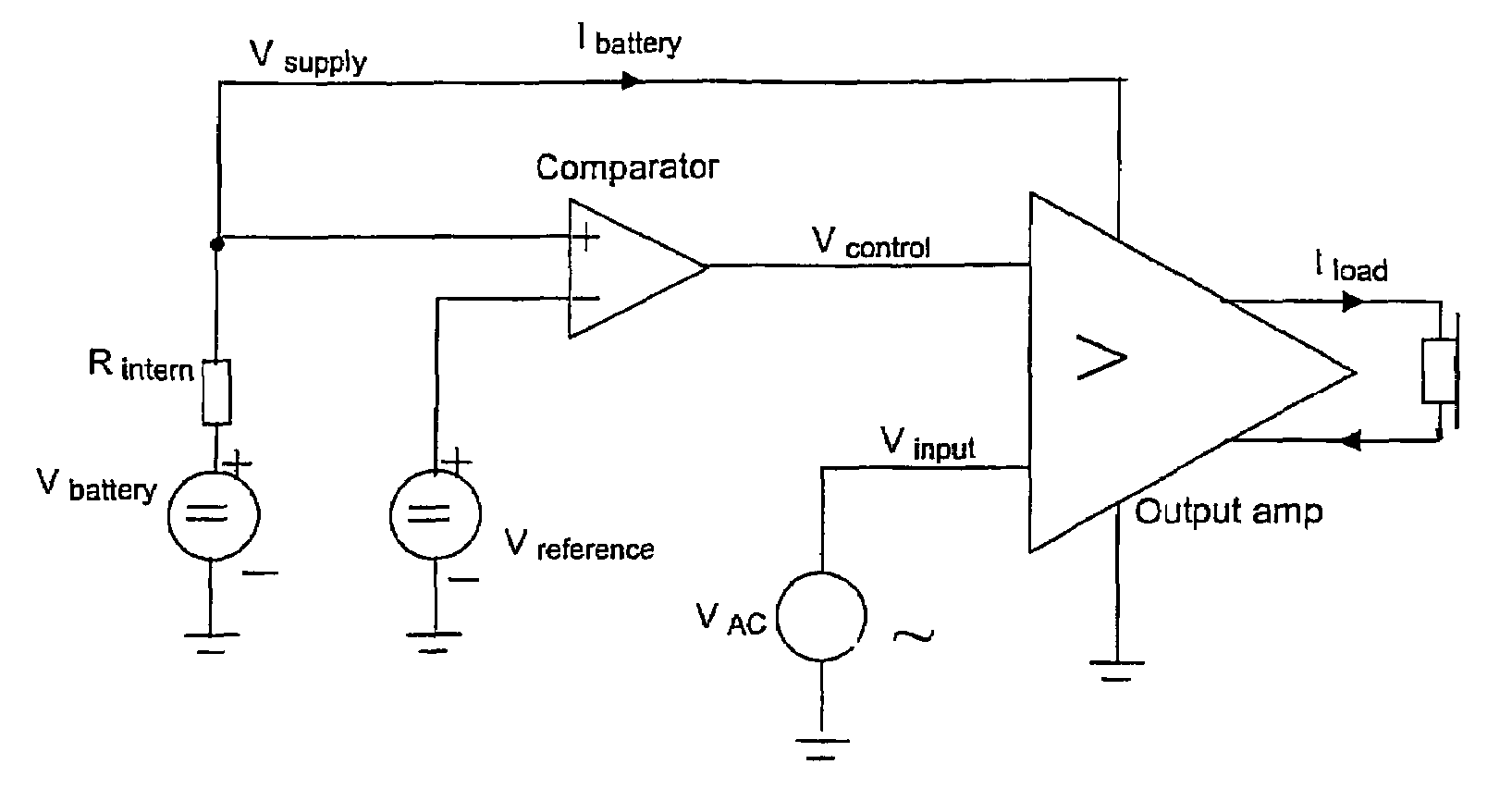 Method of current management in a battery powered device and battery powered device