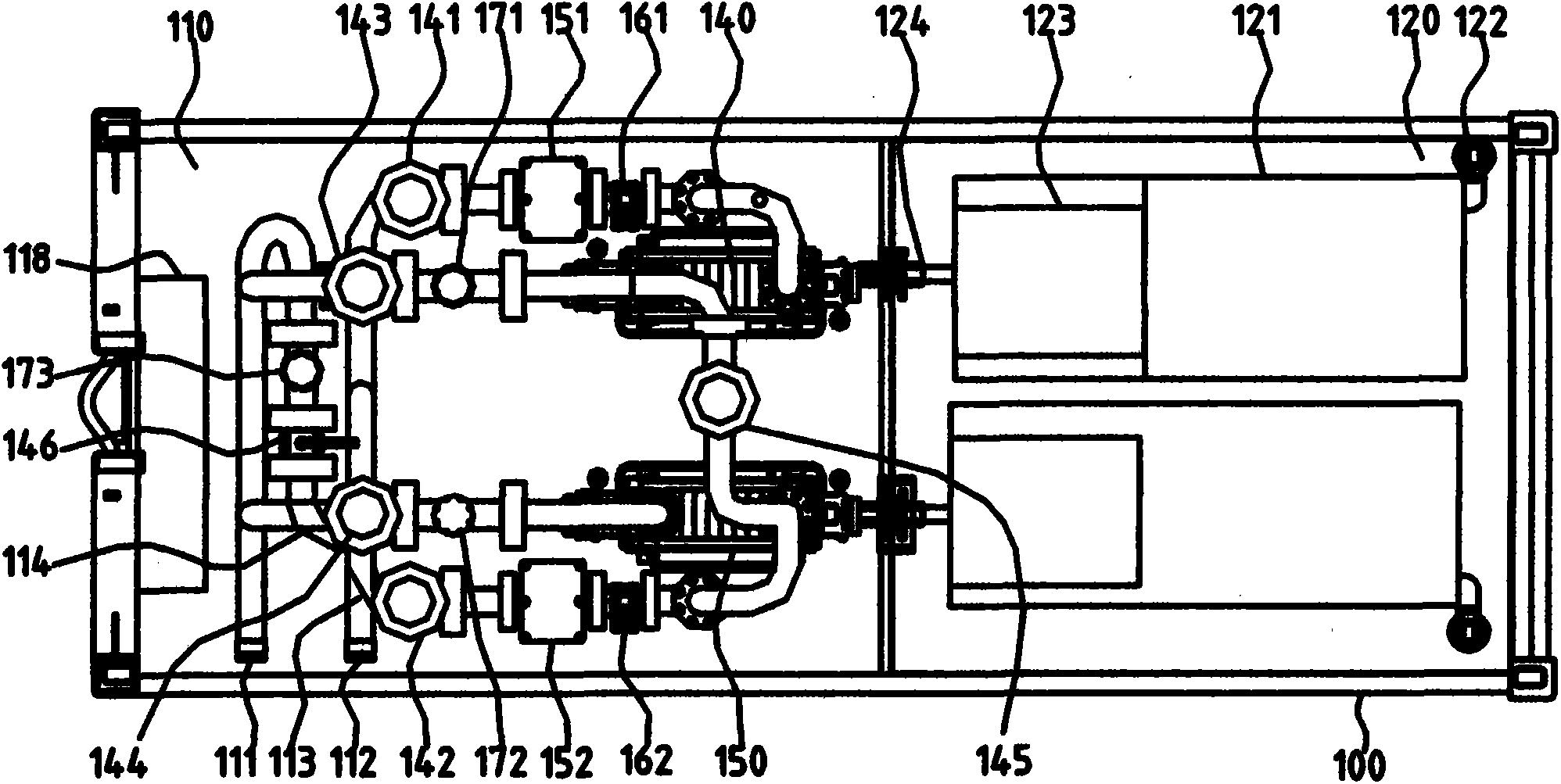 Container type moving pump station