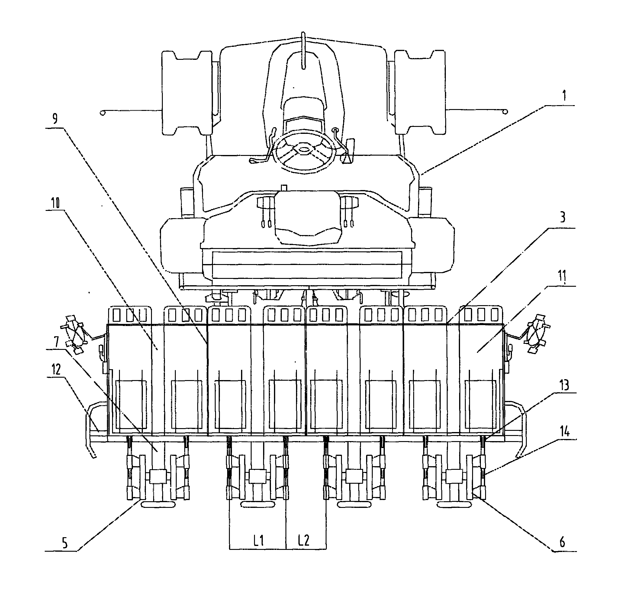 Wide and narrow row spacing type rice transplanter