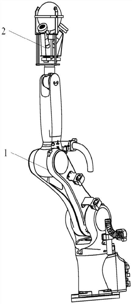 Multi-wheeled arm space robot facing large rolling target