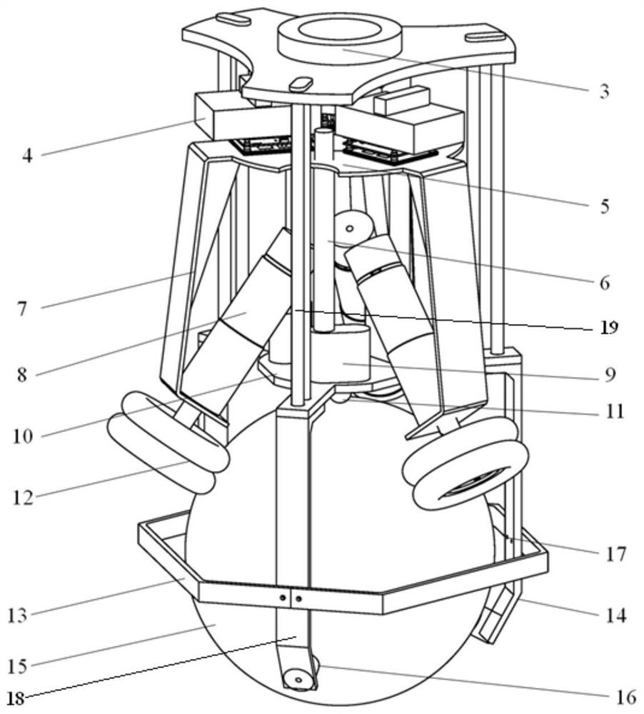 Multi-wheeled arm space robot facing large rolling target