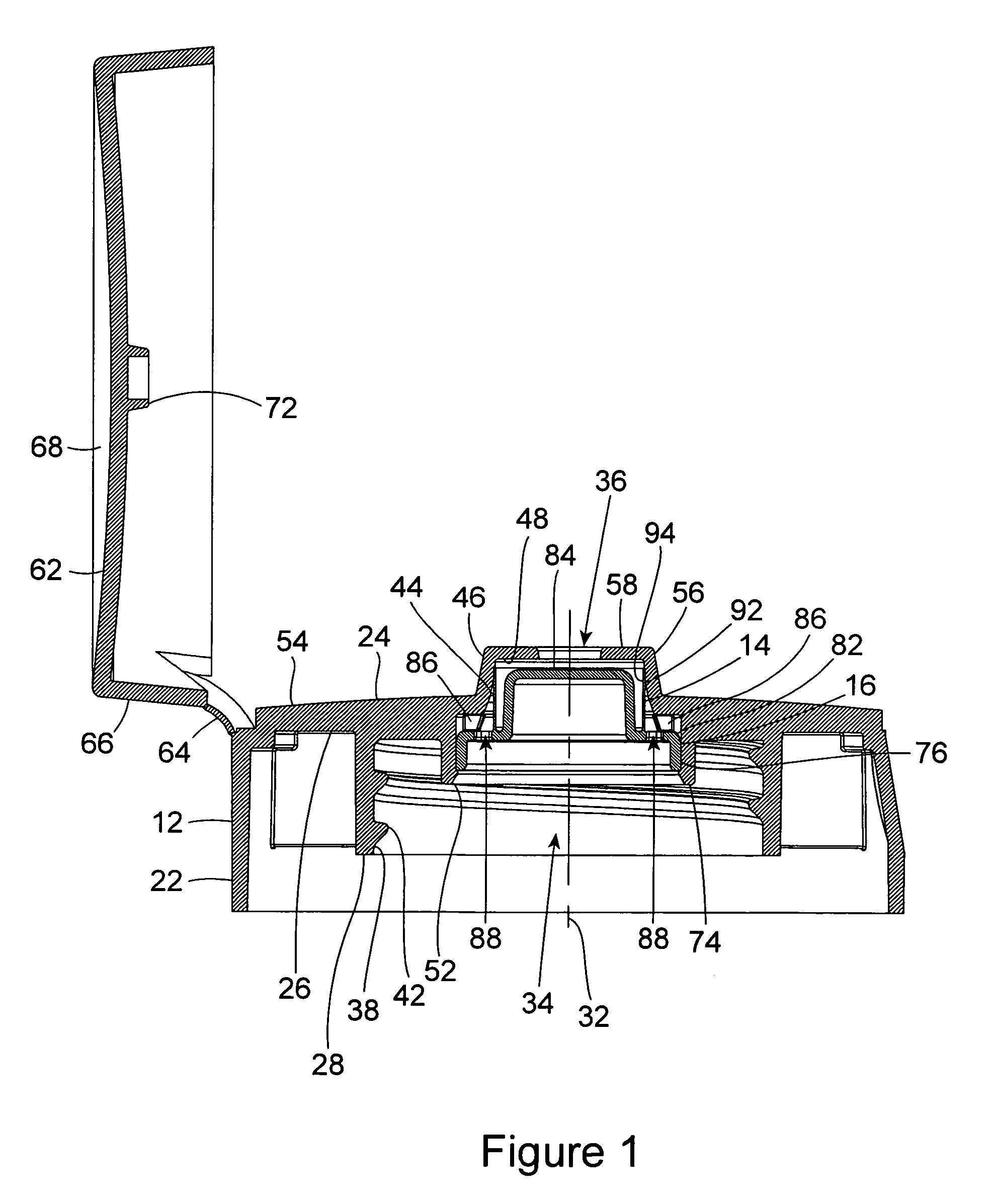 Container closure with biased closed tube valve