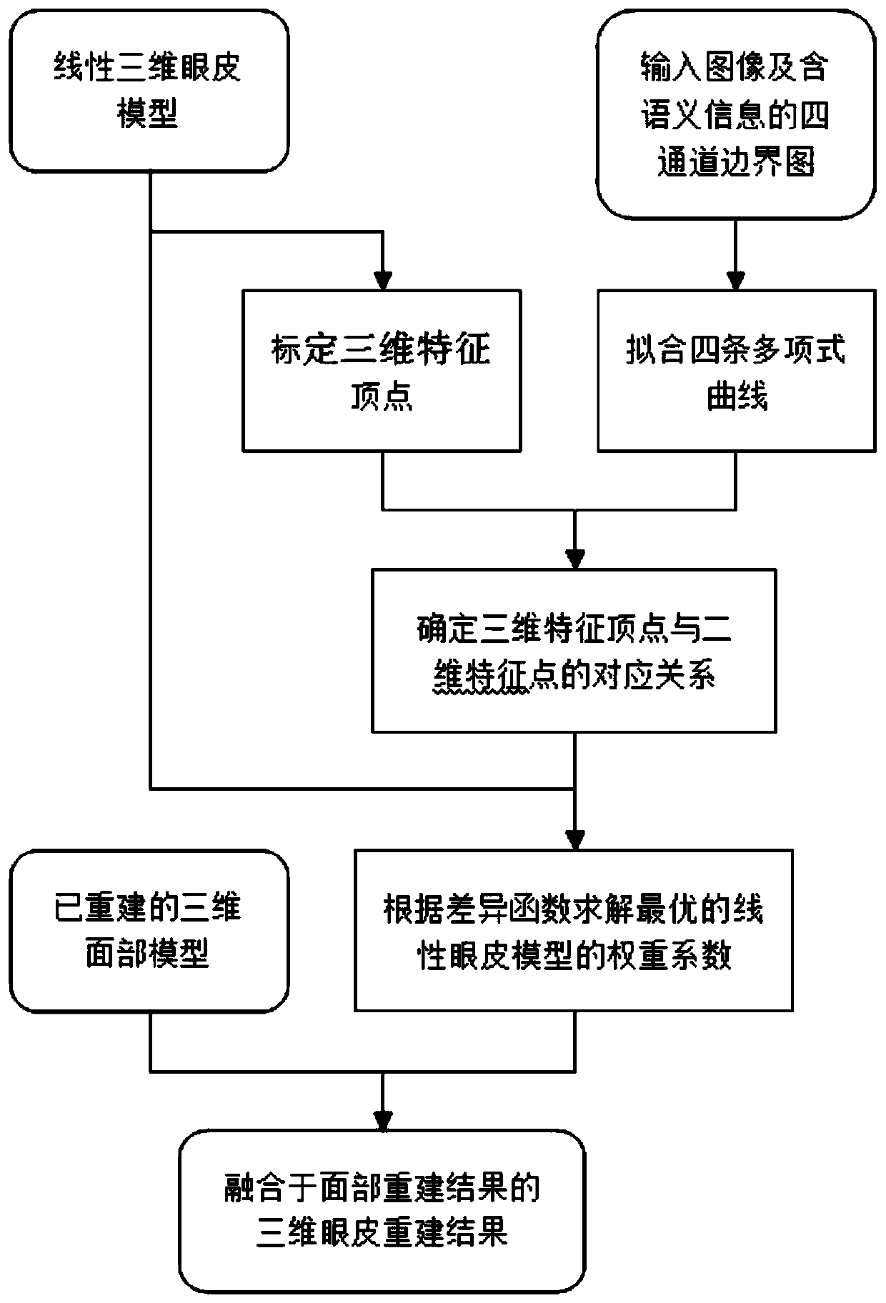 Real-time three-dimensional eyelid reconstruction method and device