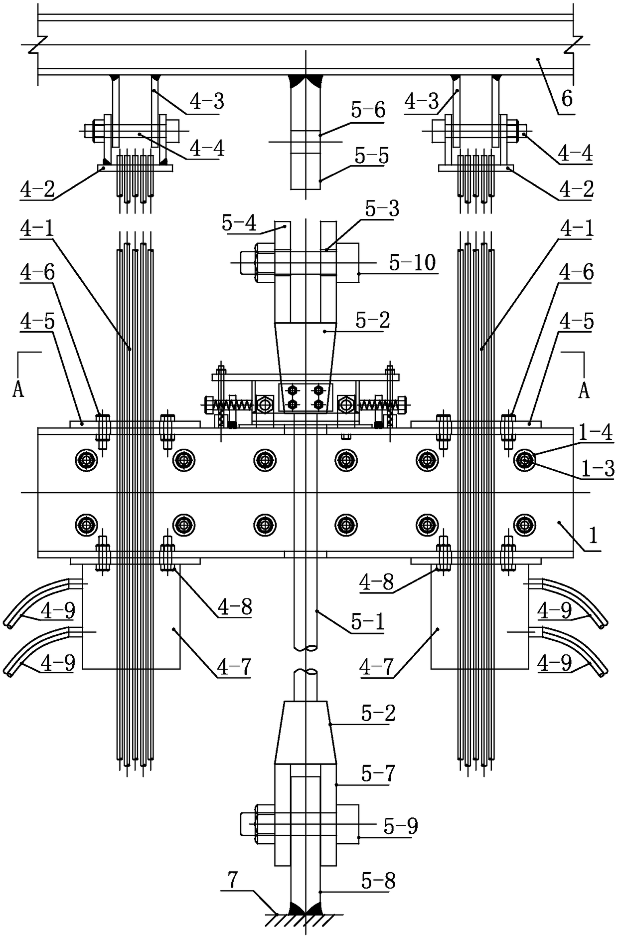 Wire rope stretching assembling system with centering and aligning functions and assembling method thereof