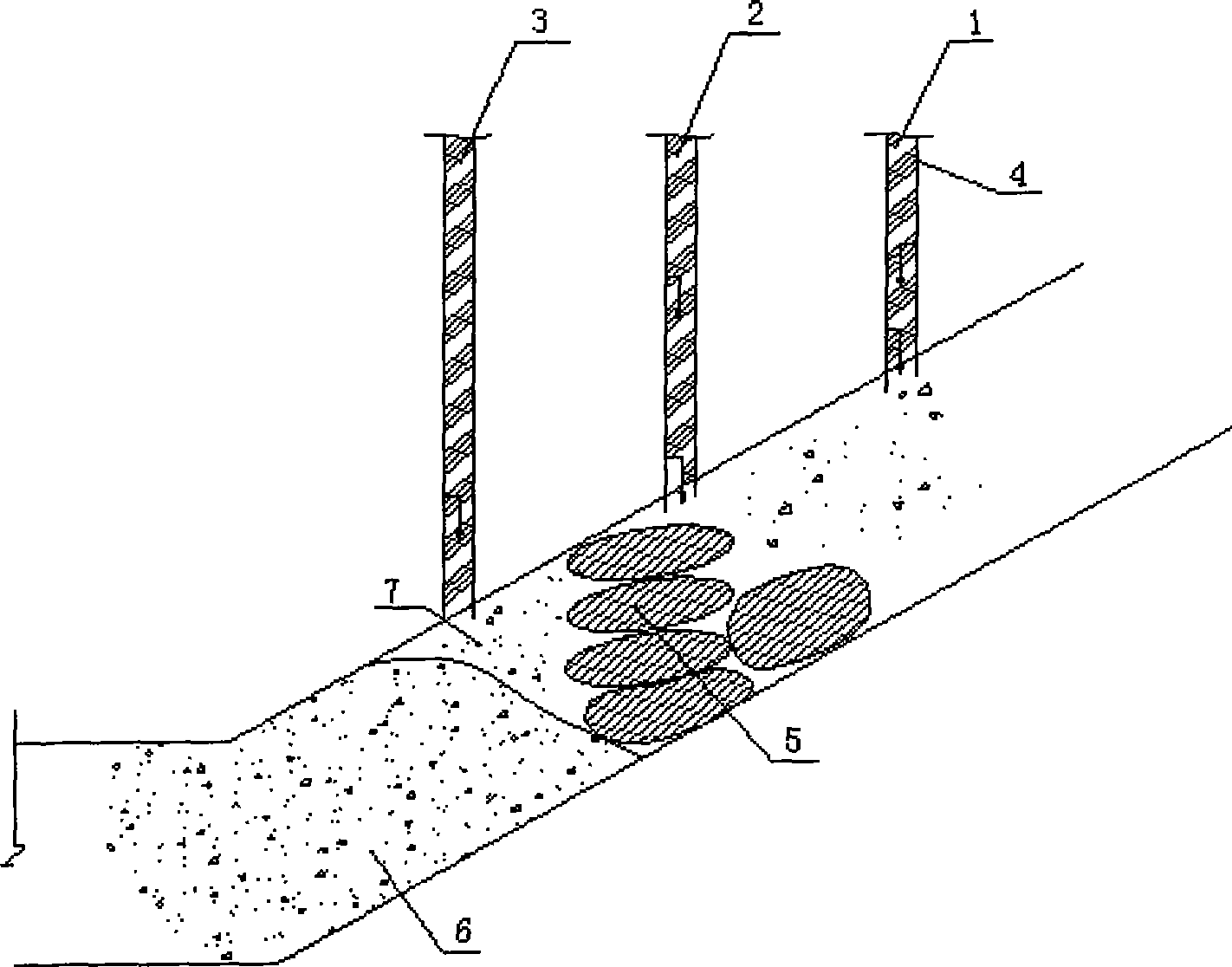 Deep imbedded underground water-permeable passage plugging method