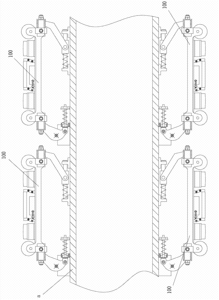 Probe mechanism of oil and gas pipeline crack detector