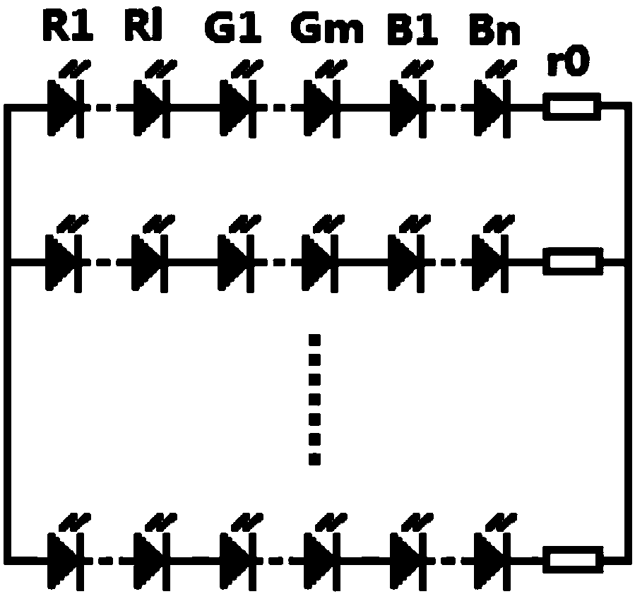 White light LED lamp bead based on RGB tri-phosphor wafers