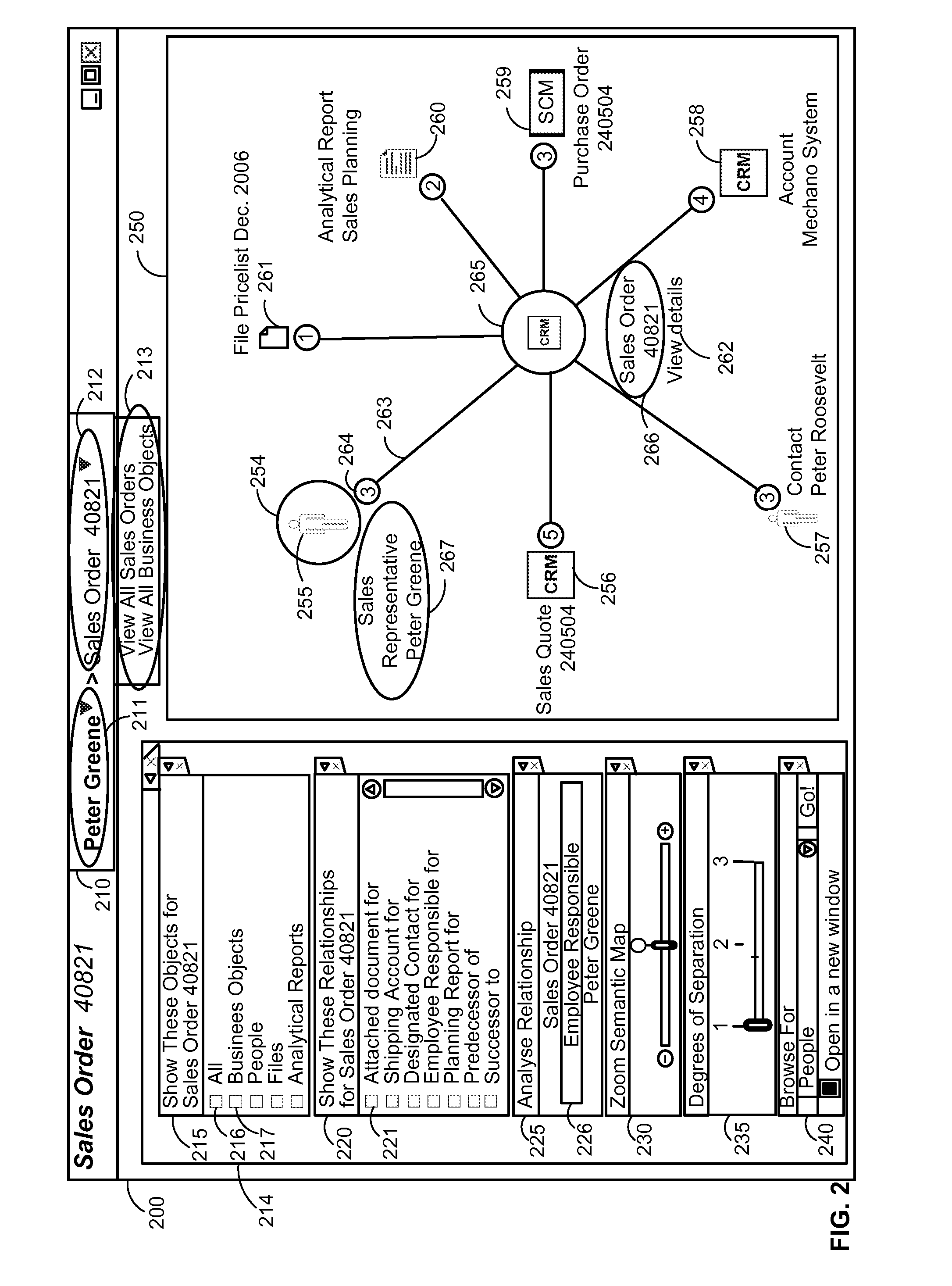 User interface for displaying and navigating relationships between objects graphically