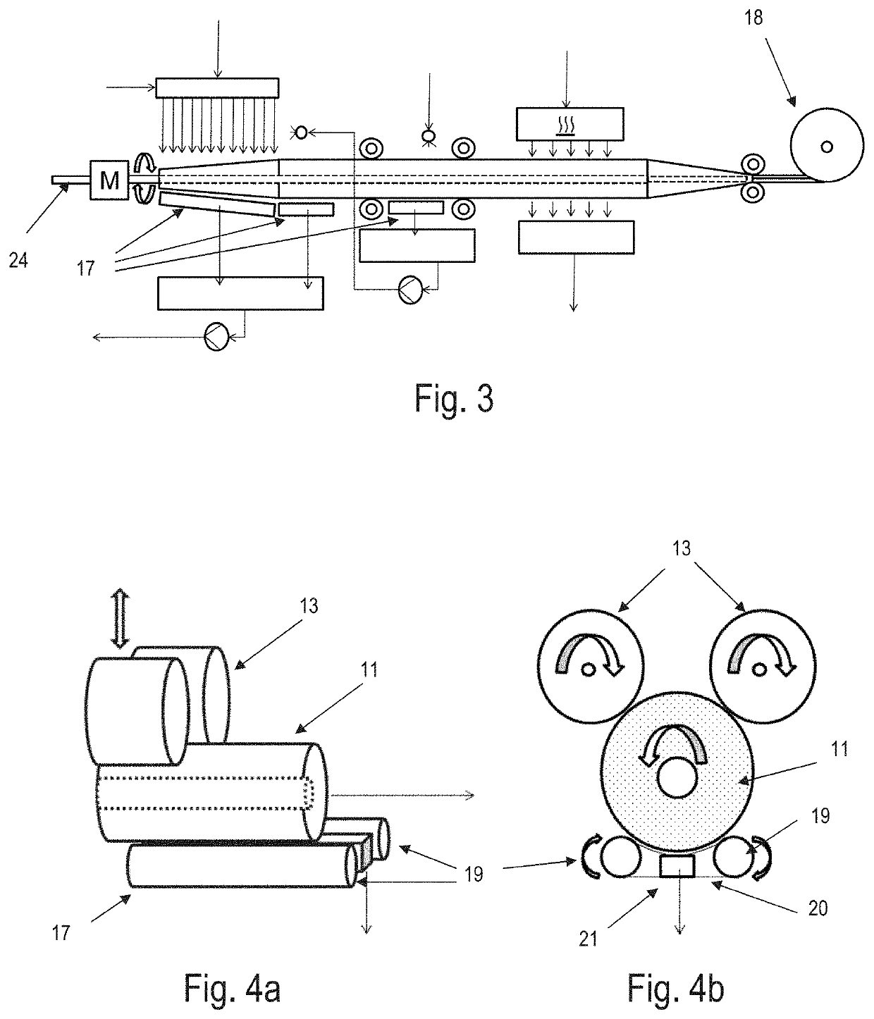 Method and device for producing tubular cellulosic spun-bonded nonwoven fabrics