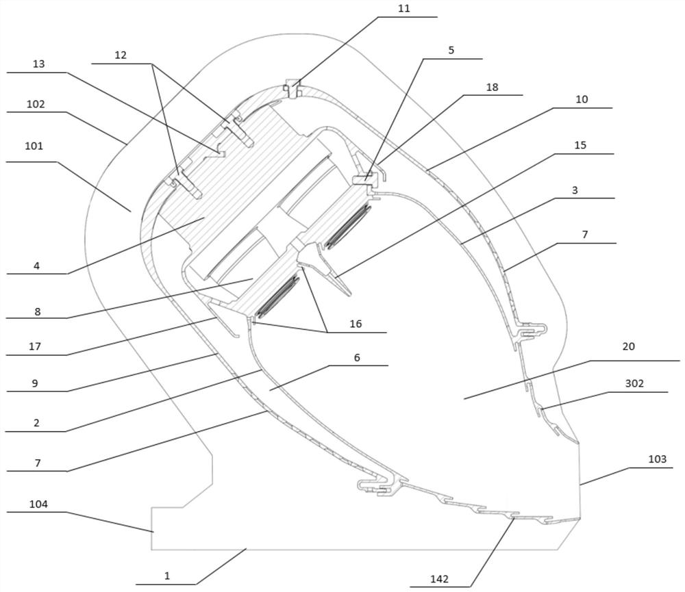 Mixed cooling flame tube used for low-pollution gas turbine