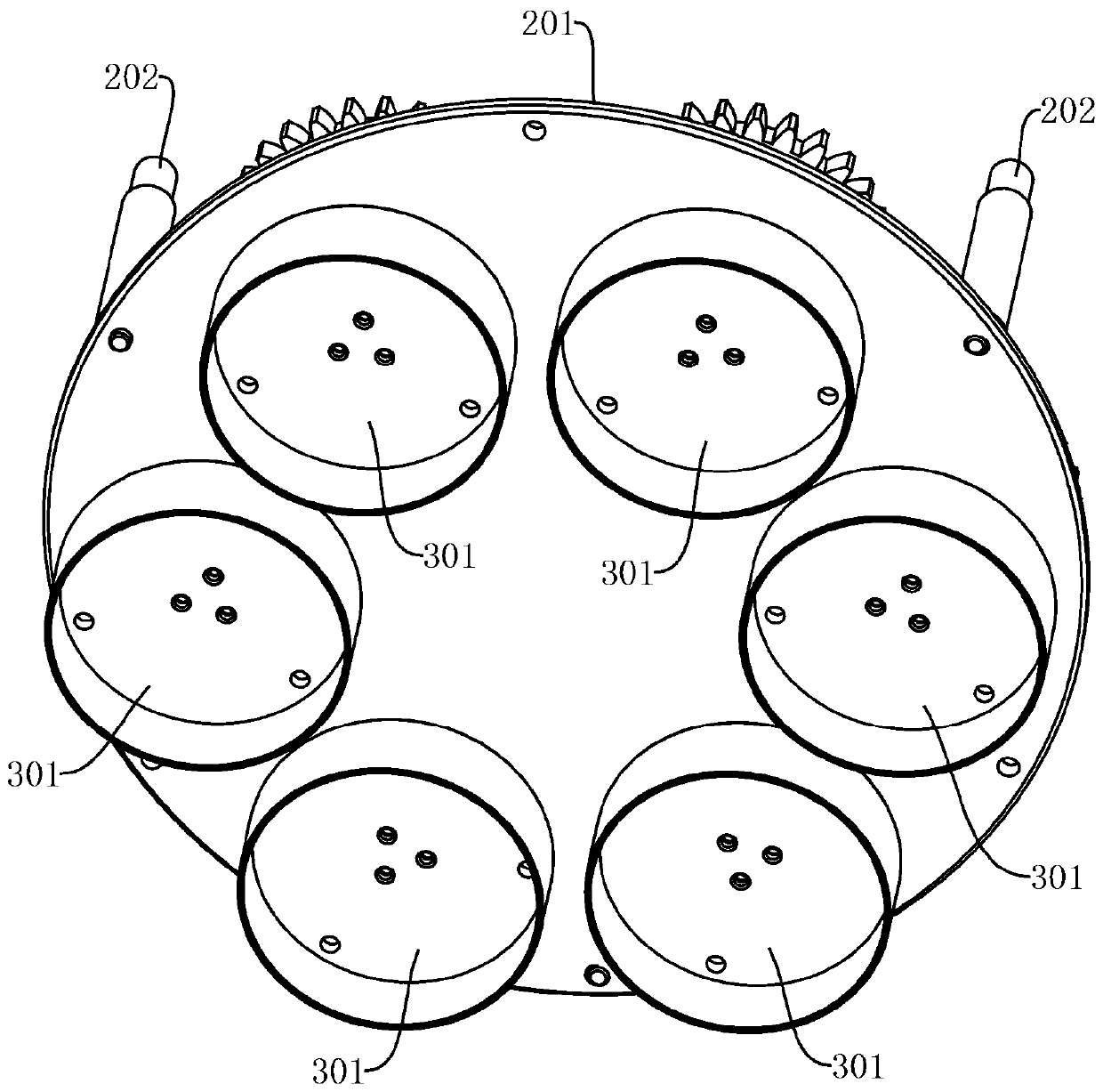 Planet rotating device and coating equipment capable of achieving large-batch production