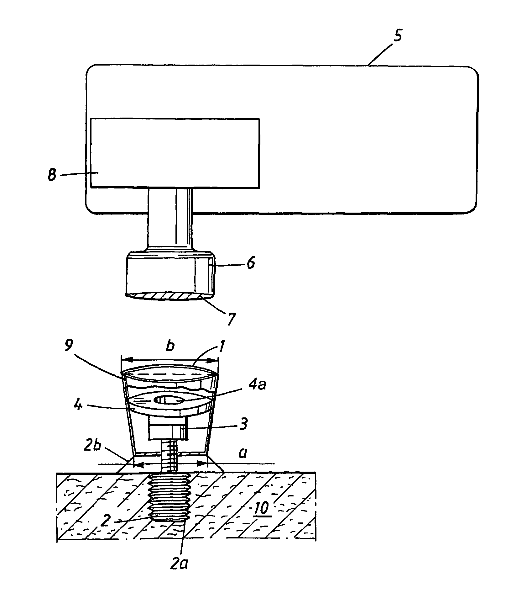 Coupling device for a two-part bone-anchored hearing aid apparatus