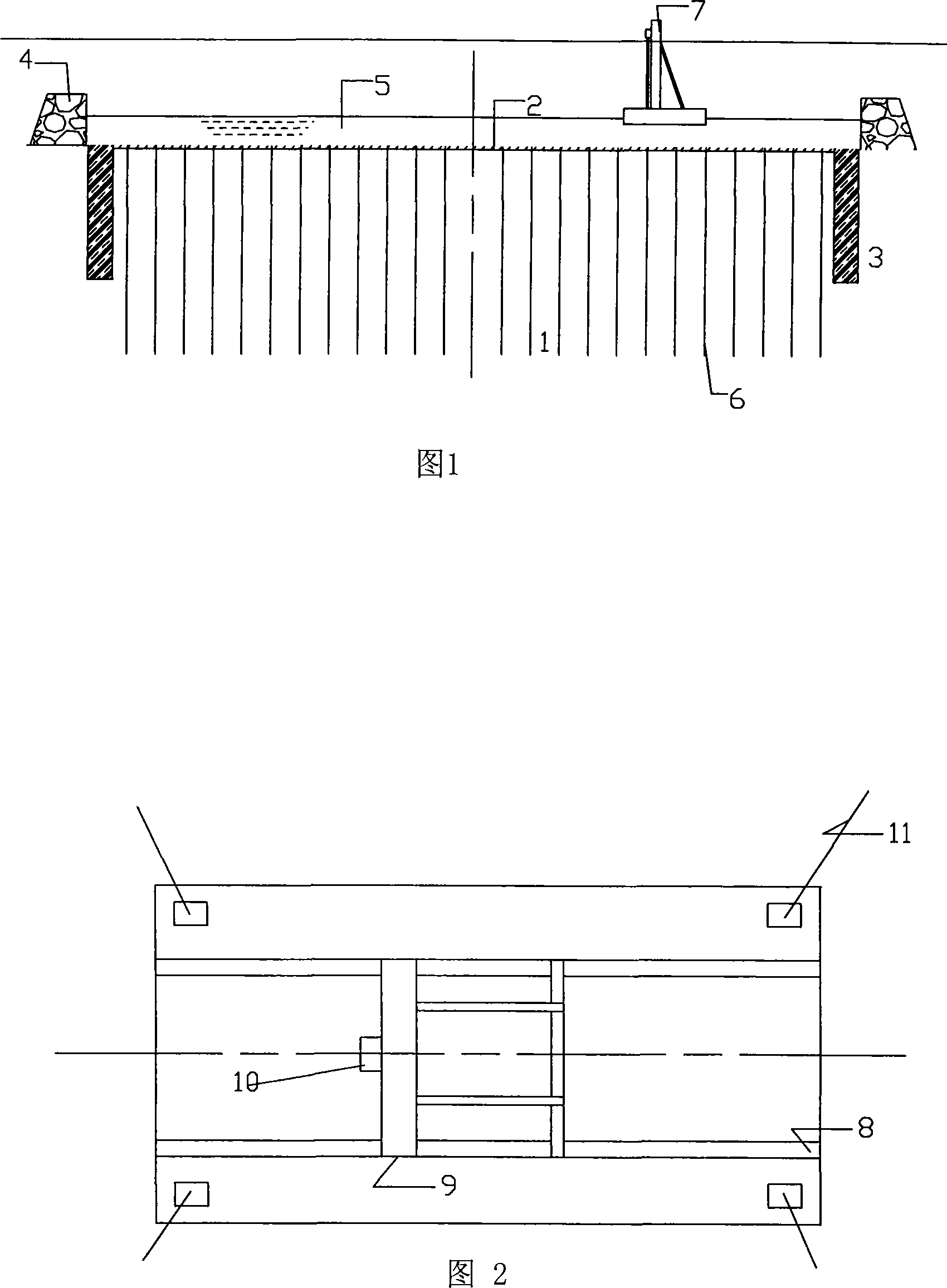 Floating flashboard machine and large area ultra-weak foundation fast directly draining concretion method