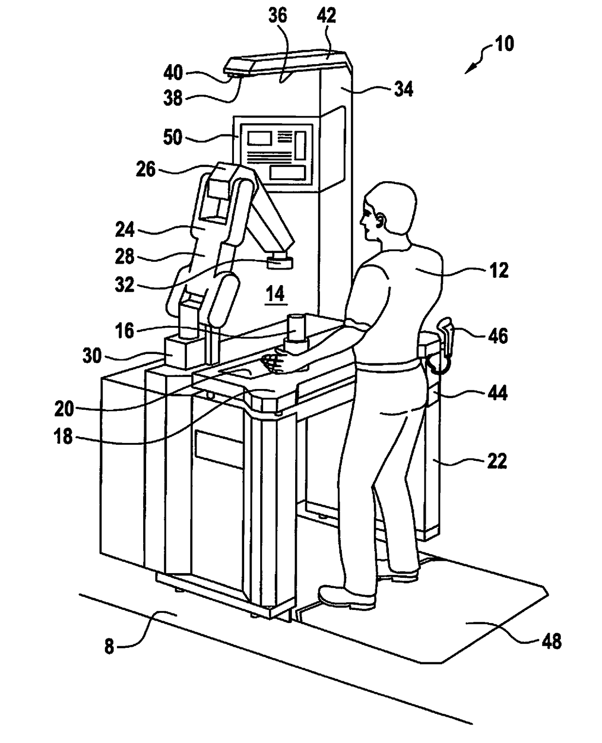 Manual work station and control unit for controlling the sequencing of a manual work station