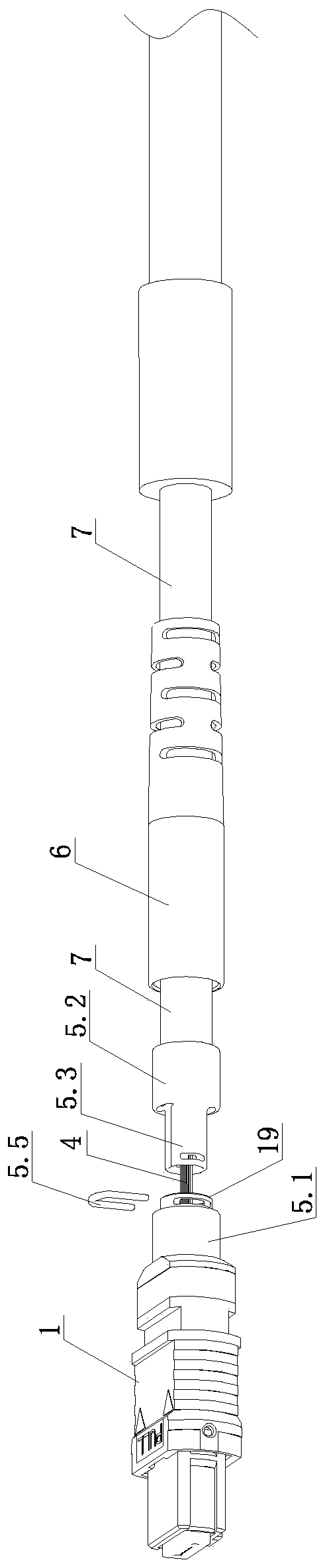 Split-type crimping MPO (Maximum Power Output) plug