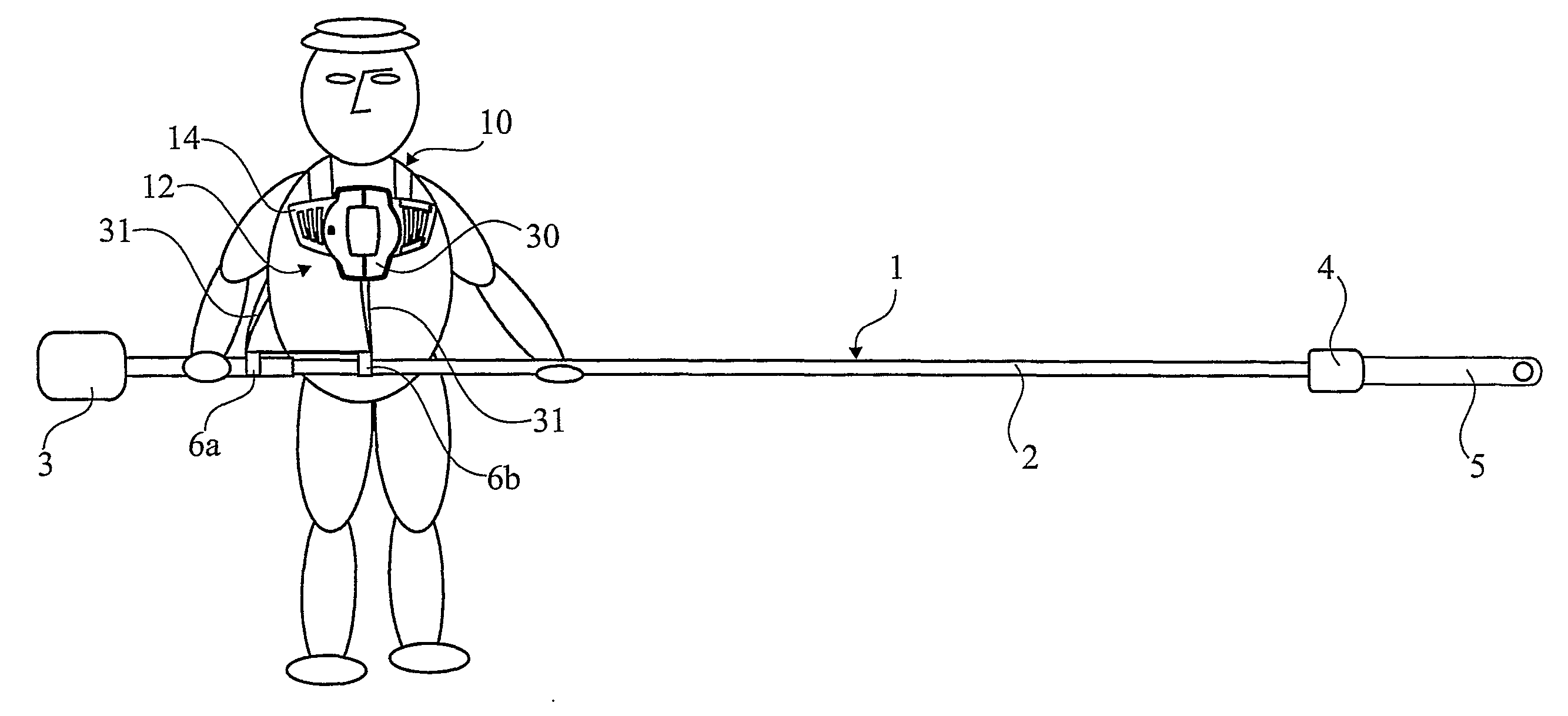 Harness for power tool having a pole