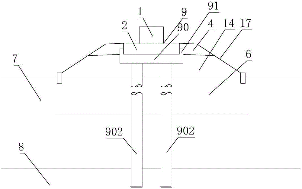 Composite bearing trail beam transition section structure of pile foundation at fill section of medium-low speed magnetic levitation singlet line