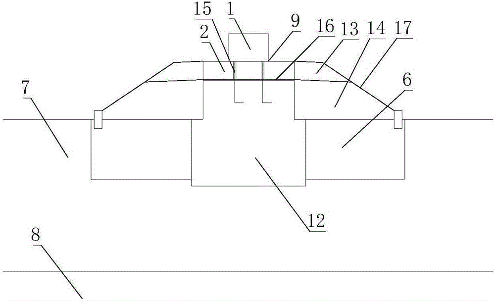 Composite bearing trail beam transition section structure of pile foundation at fill section of medium-low speed magnetic levitation singlet line