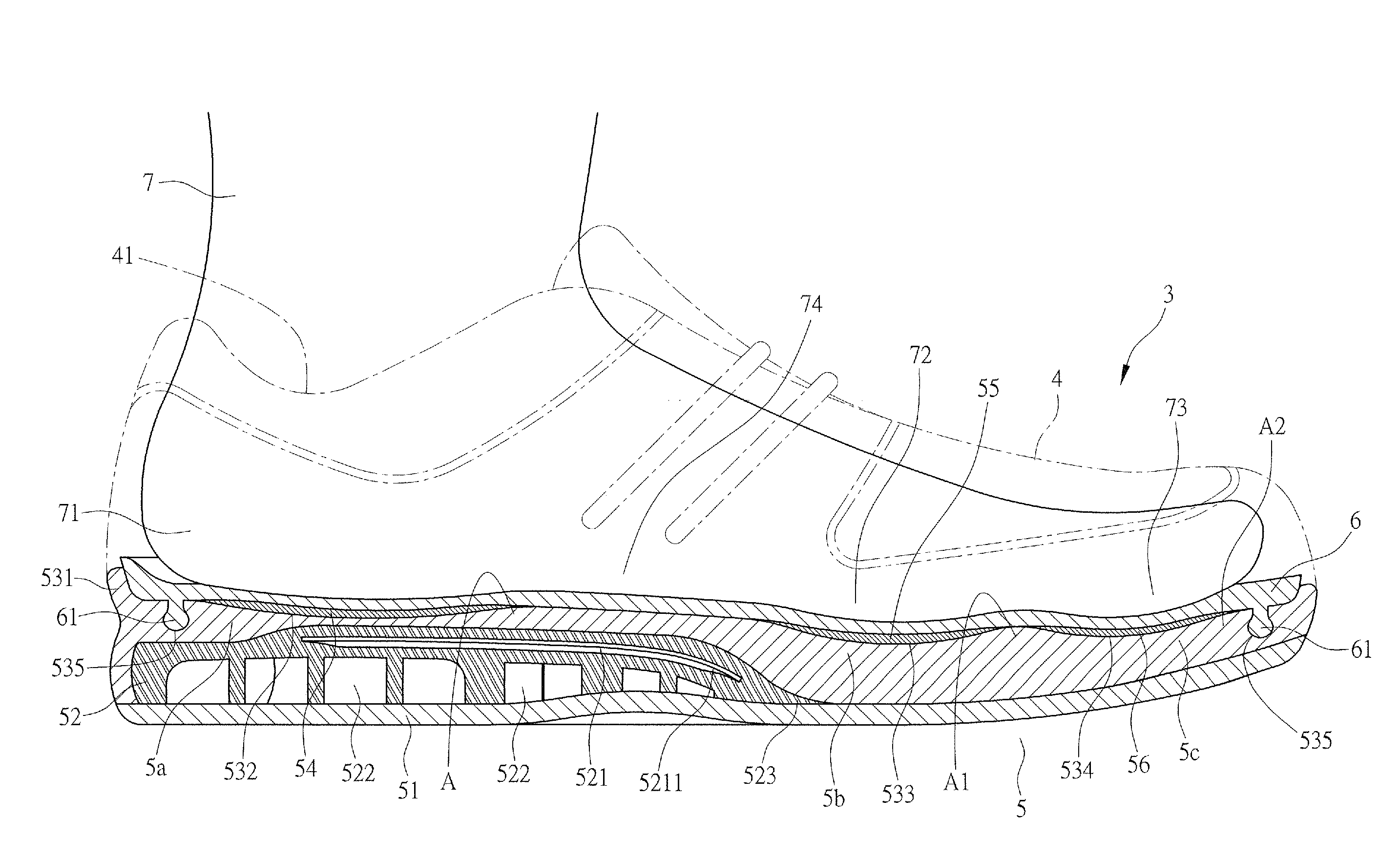 Structure of athletic shoe