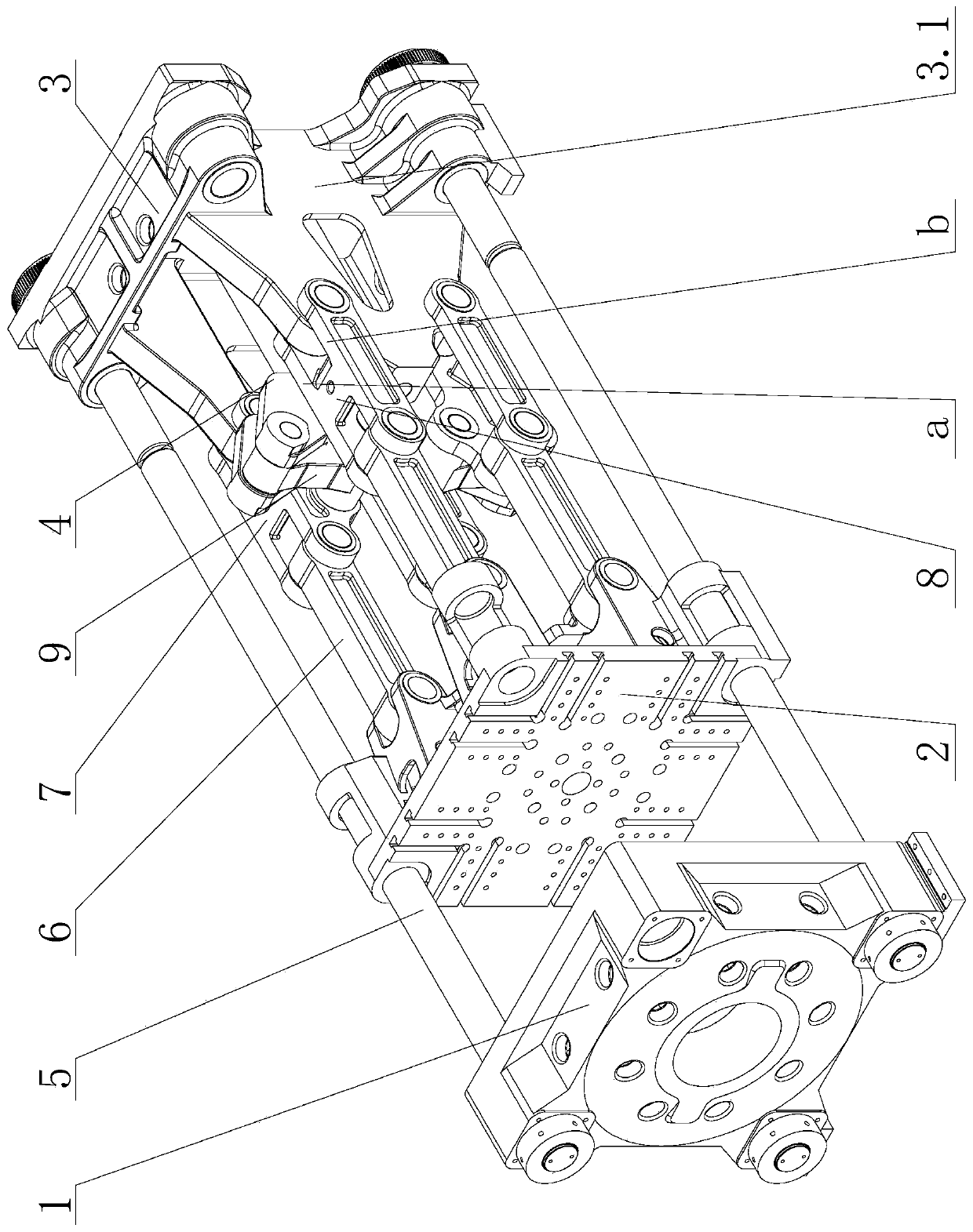 Toggle rod overturning mold clamping mechanism and injection molding machine