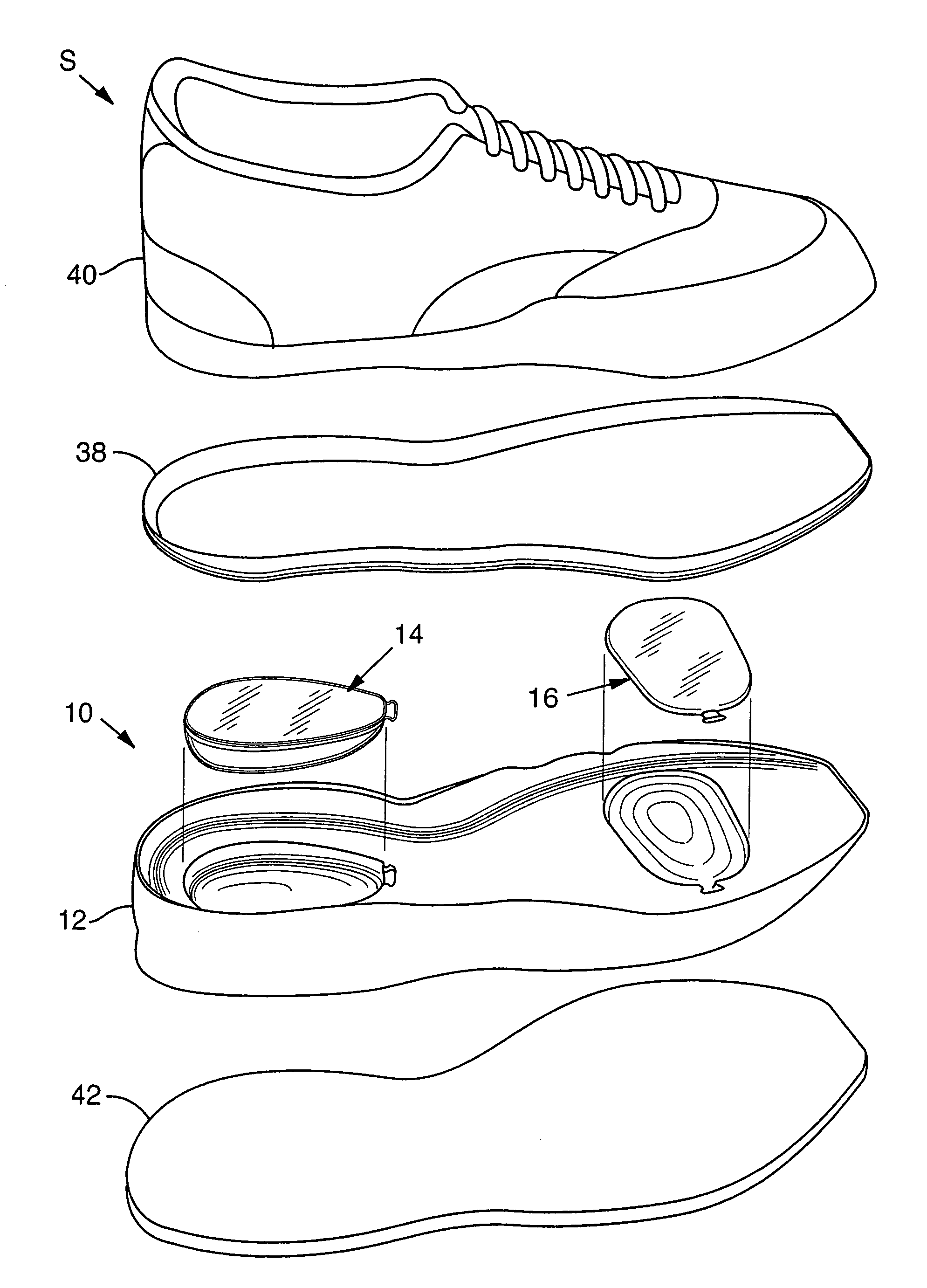 Footwear sole component with an insert