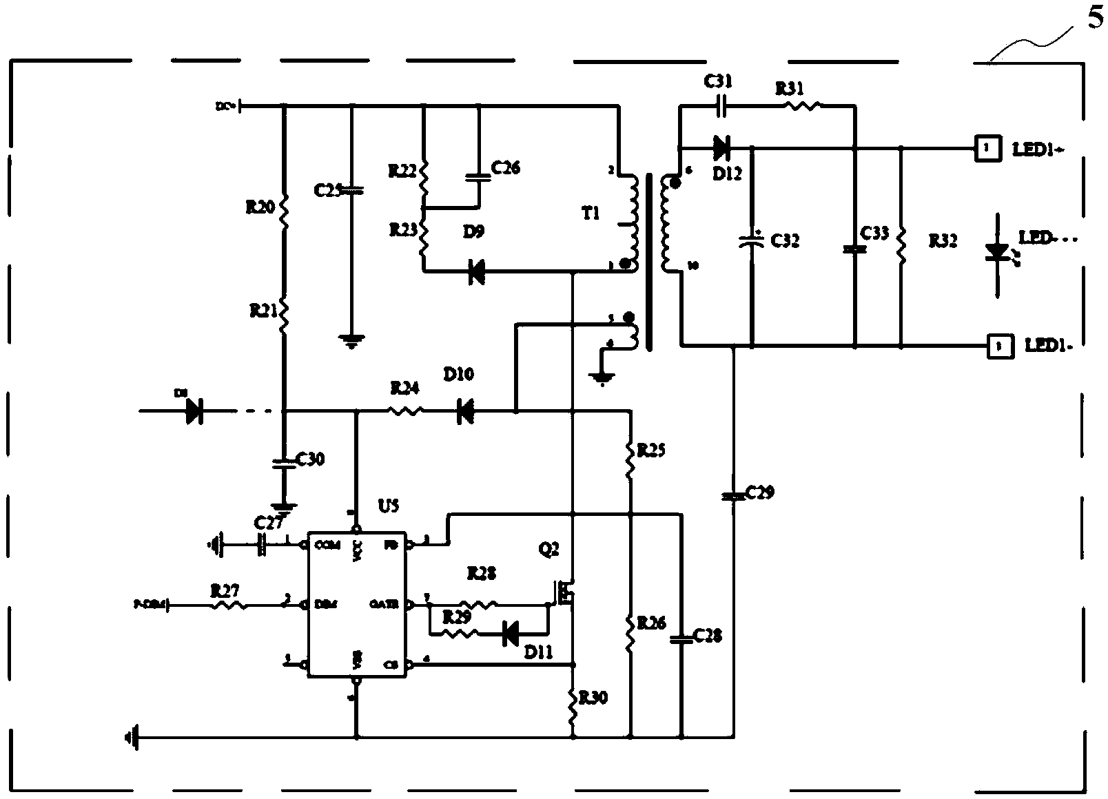 Switching and dimming LED driving circuit