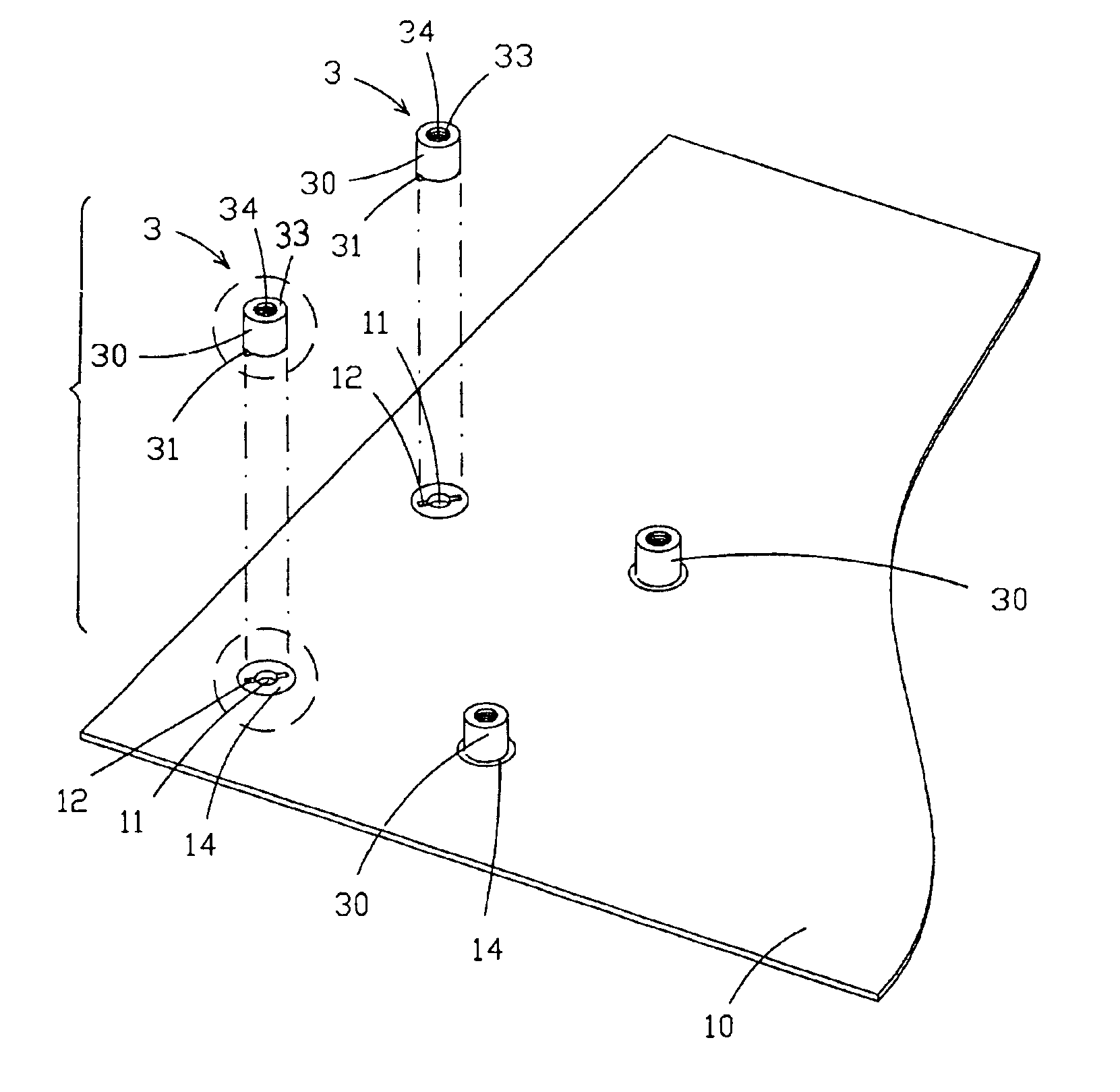 Device for anchoring components on circuit board