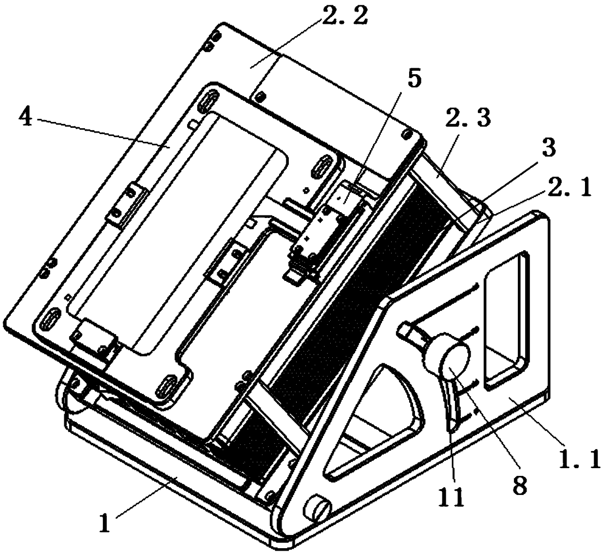 Portable angle-adjustable type electronic screen test fixture