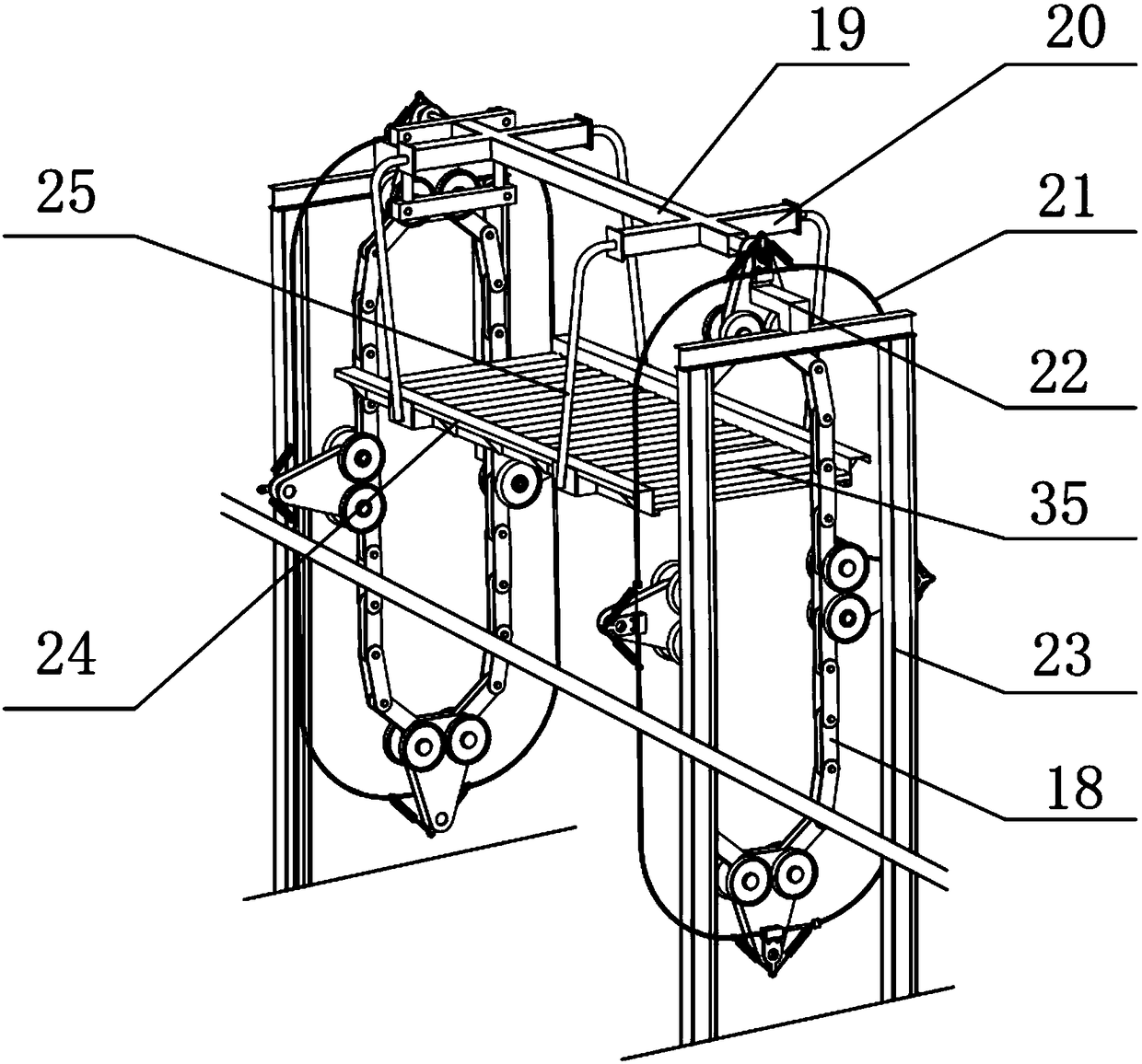 Safe driving device used for no-fall and no-slip vertical circulating stereo garage