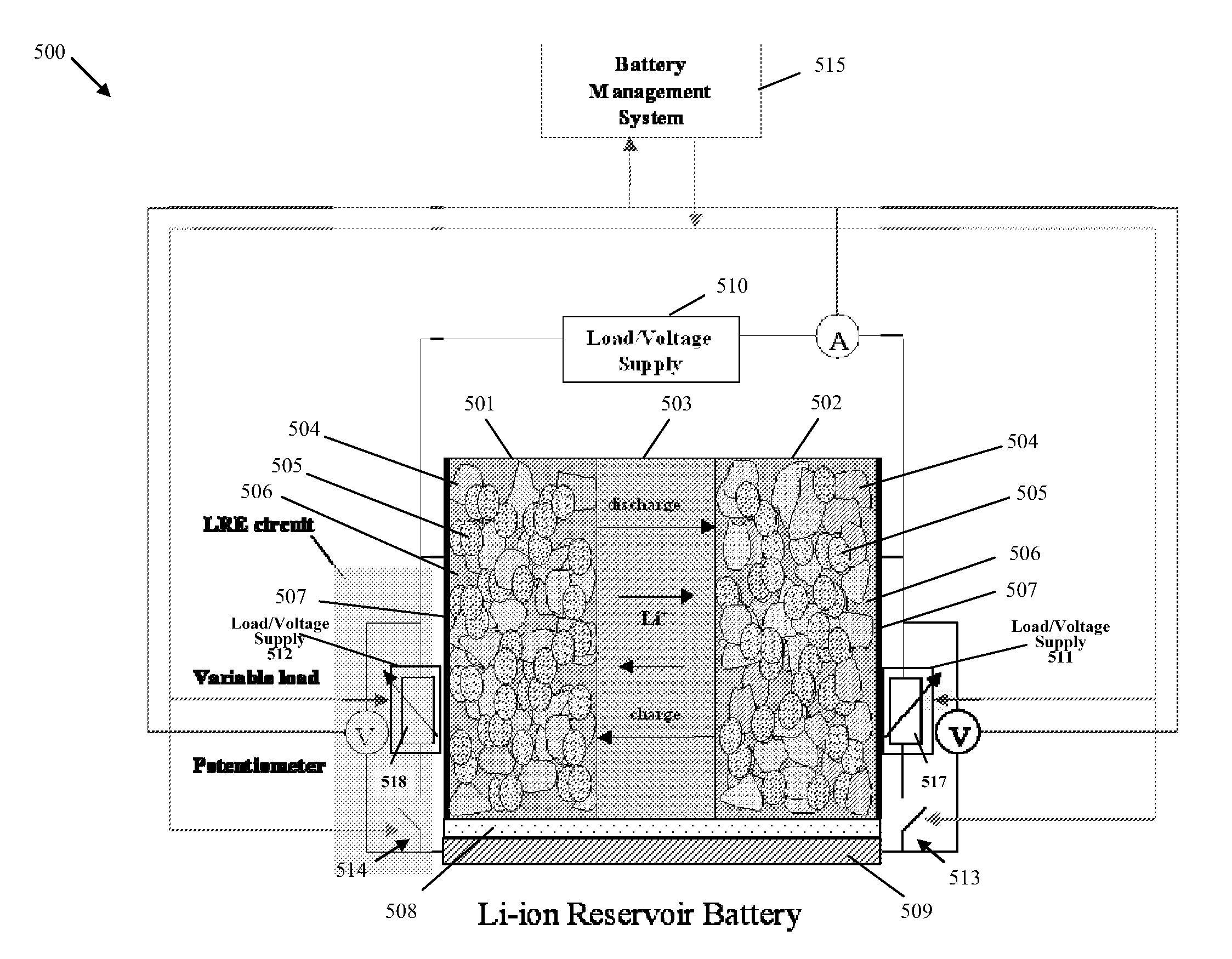 Lithium reservoir system and method for rechargeable lithium ion batteries