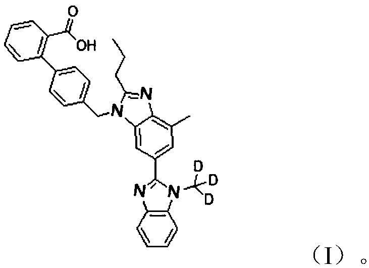 Deuterated methyl telmisartan as well as preparation method and application thereof