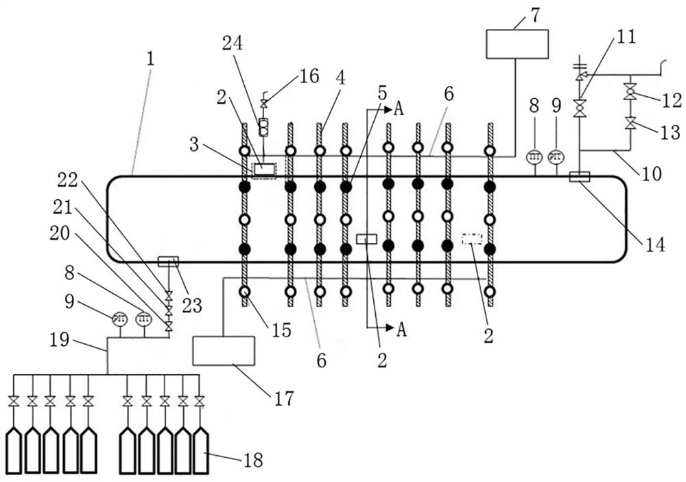 Natural gas gathering and transportation pipeline leakage simulation device and method