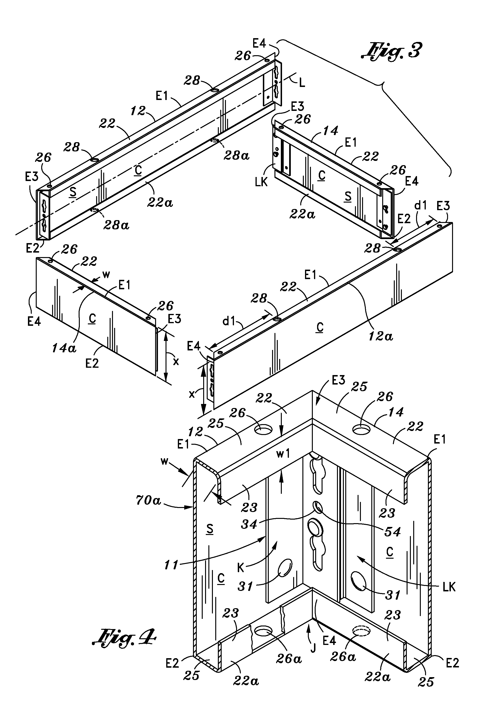 Easy to assemble bed base, two-component connector and kit