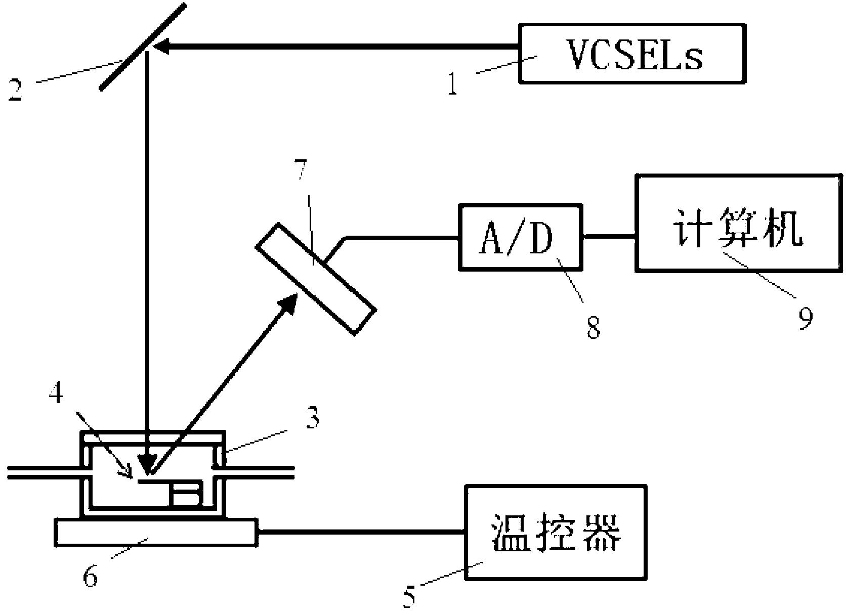 Micro-cantilever beam array biochemical sensing apparatus and biochemical detection method thereof