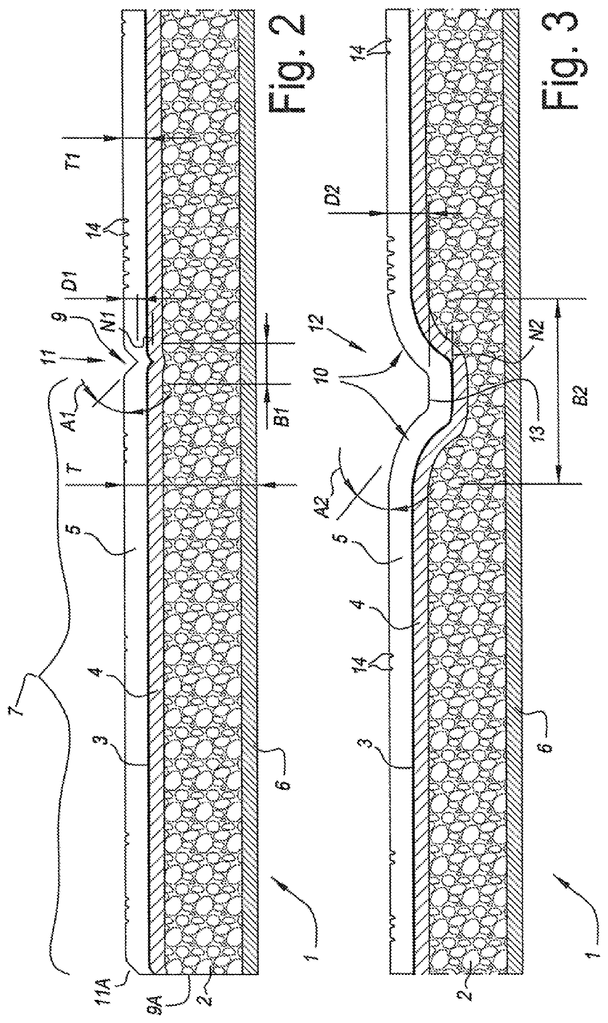 Floor covering material and method for manufacturing same