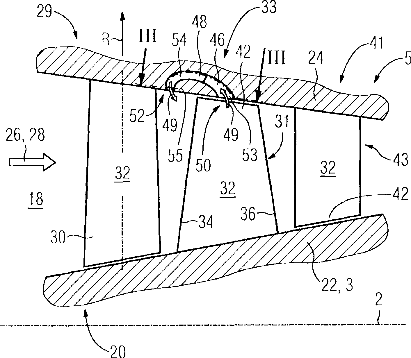 Annular flow duct for a turbomachine through which a main flow can flow in the axial direction